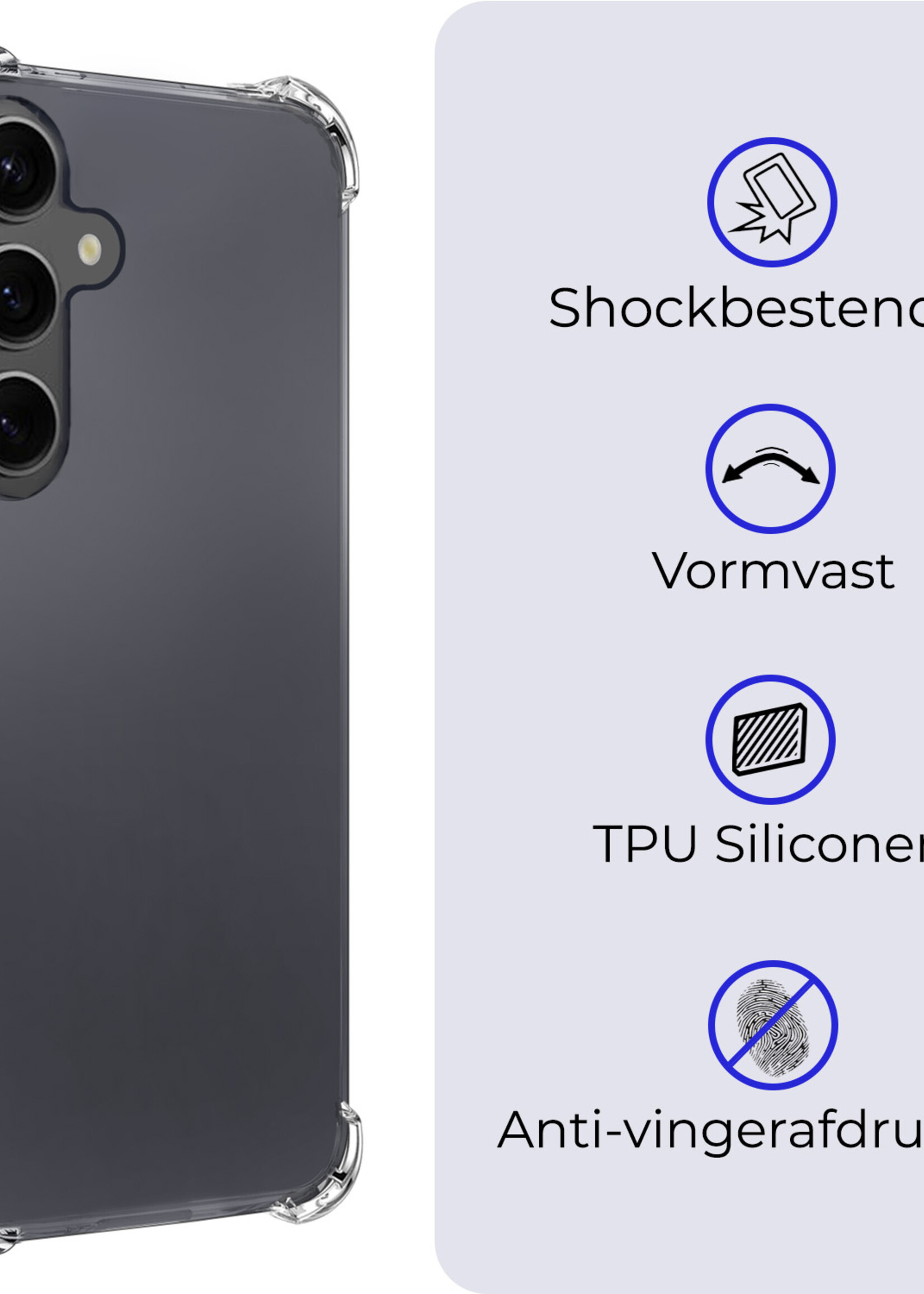 BTH Hoesje Geschikt voor Samsung A35 Hoesje Siliconen Shock Proof Case Hoes - Hoes Geschikt voor Samsung Galaxy A35 5G Hoes Cover Case Shockproof - Transparant