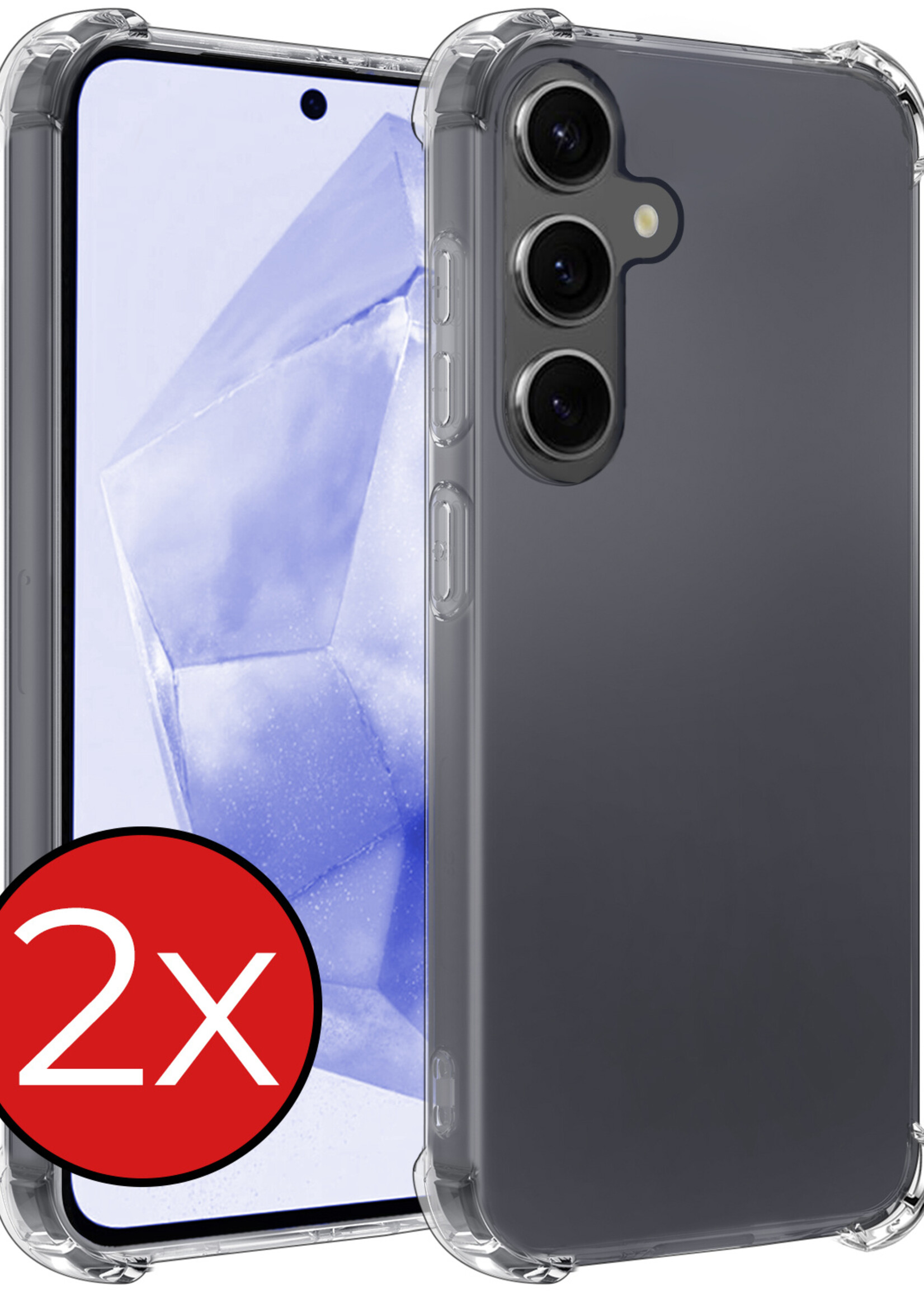 BTH Hoesje Geschikt voor Samsung A35 Hoesje Siliconen Shock Proof Case Hoes - Hoes Geschikt voor Samsung Galaxy A35 5G Hoes Cover Case Shockproof - Transparant - 2 PACK