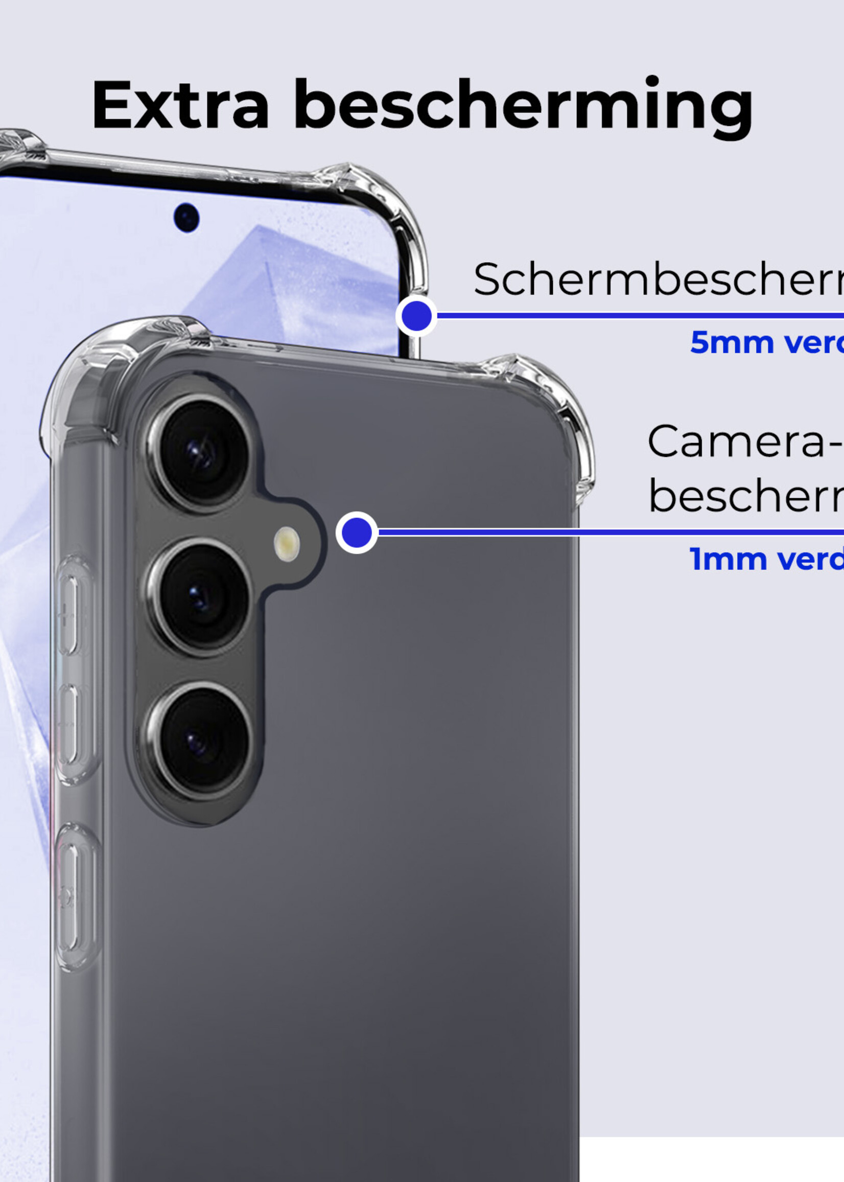 BTH Hoesje Geschikt voor Samsung A35 Hoesje Siliconen Shock Proof Case Hoes - Hoes Geschikt voor Samsung Galaxy A35 5G Hoes Cover Case Shockproof - Transparant - 2 PACK