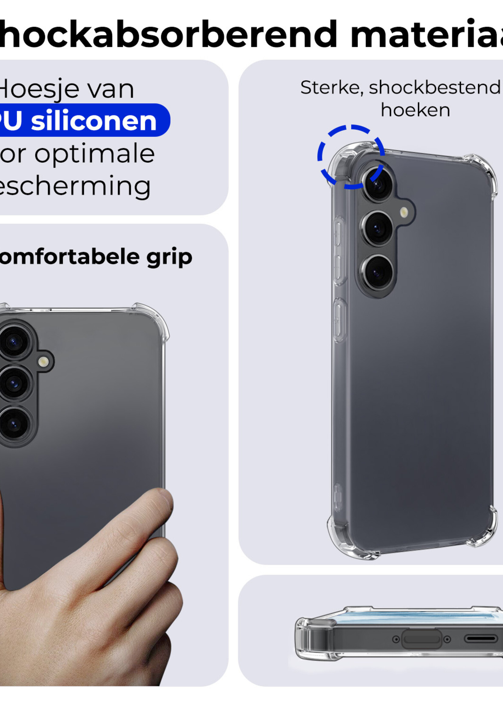 BTH Hoesje Geschikt voor Samsung A35 Hoesje Siliconen Shock Proof Case Hoes - Hoes Geschikt voor Samsung Galaxy A35 5G Hoes Cover Case Shockproof - Transparant - 2 PACK