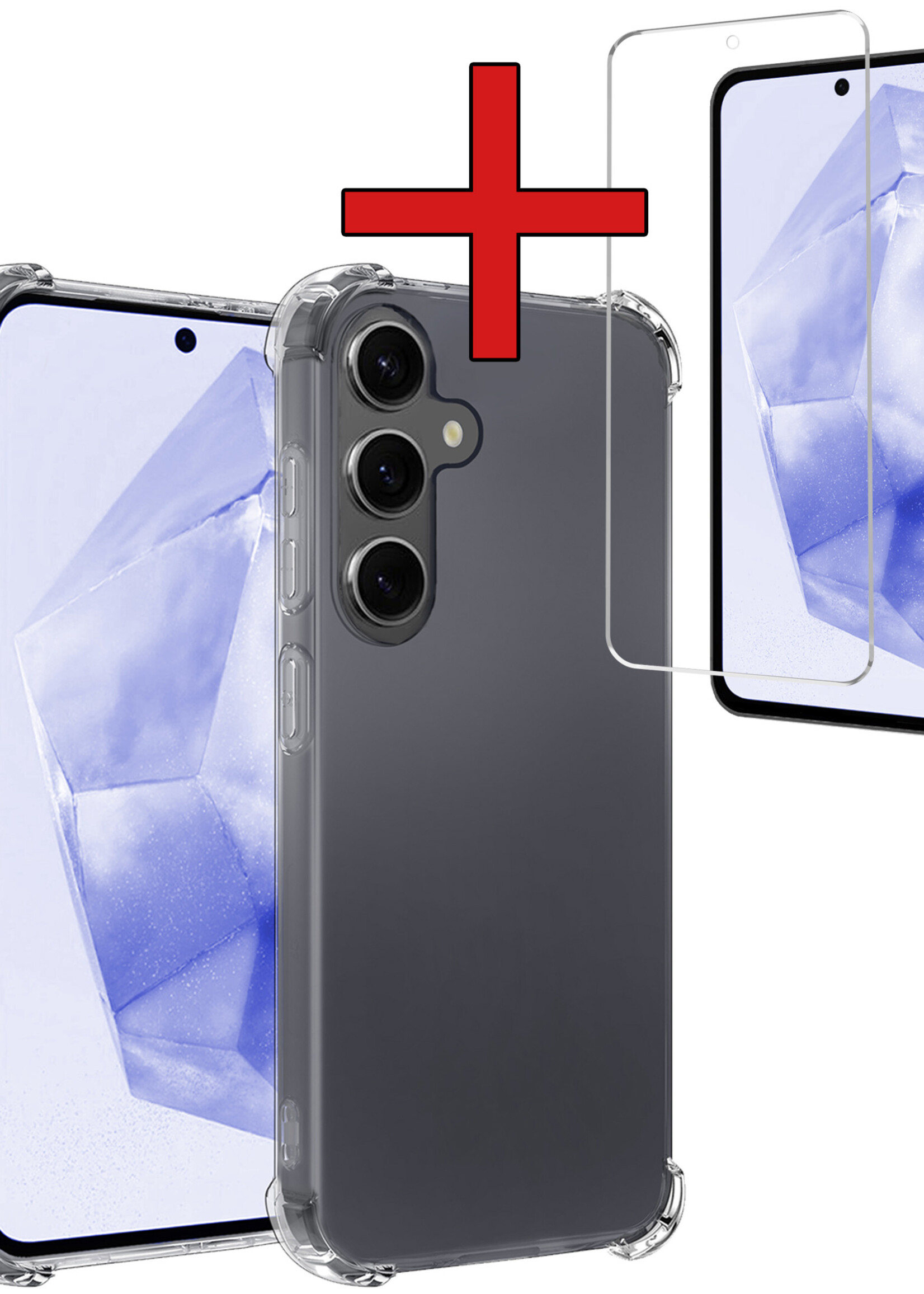 BTH Hoesje Geschikt voor Samsung A35 Hoesje Siliconen Shock Proof Case Hoes Met Screenprotector - Hoes Geschikt voor Samsung Galaxy A35 5G Hoes Cover Case Shockproof - Transparant