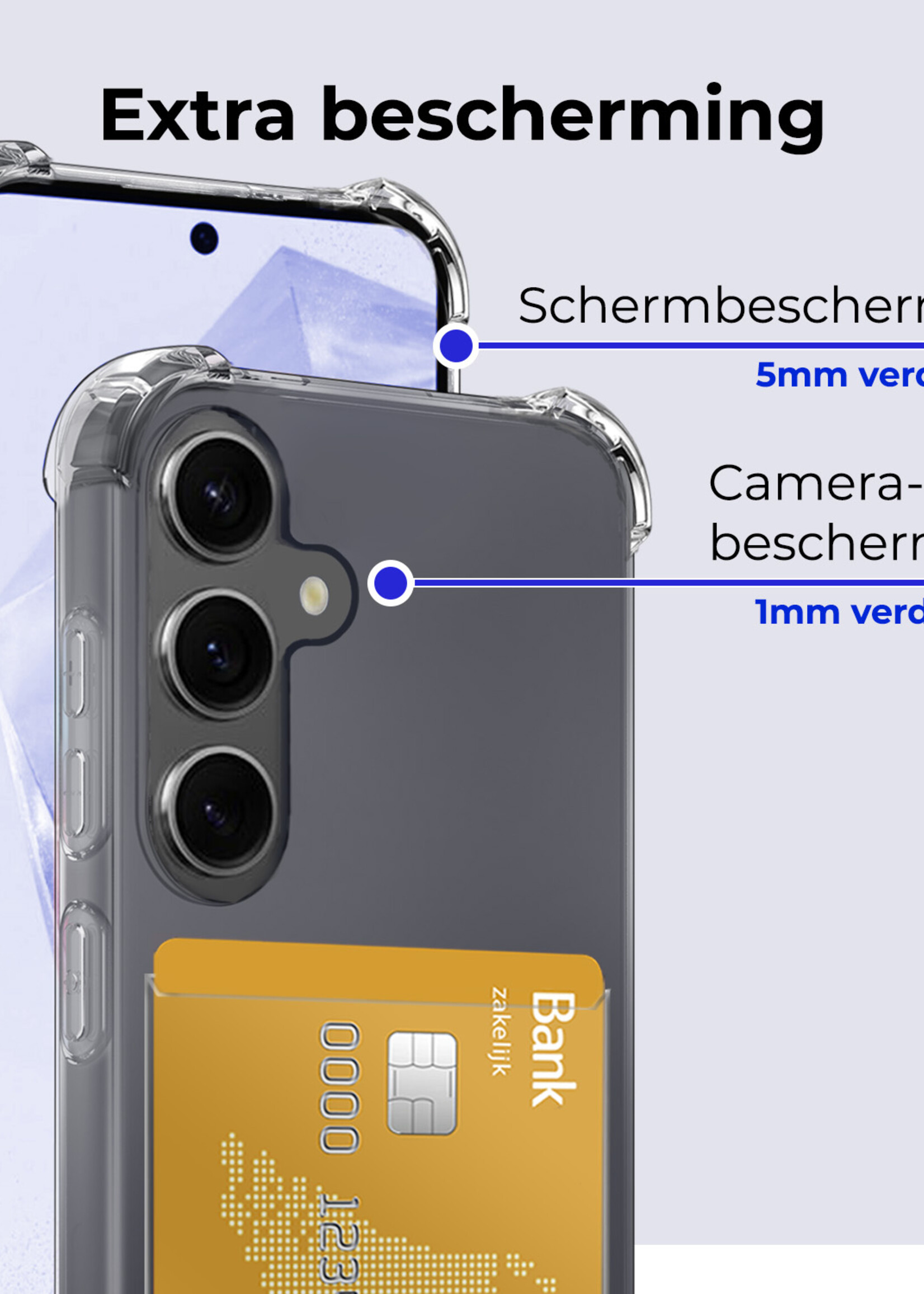 BTH Hoesje Geschikt voor Samsung A35 Hoesje Met Pasjeshouder Siliconen Case Met Kaarthouder - Hoes Geschikt voor Samsung Galaxy A35 5G Hoesje Shock Proof Case - Transparant
