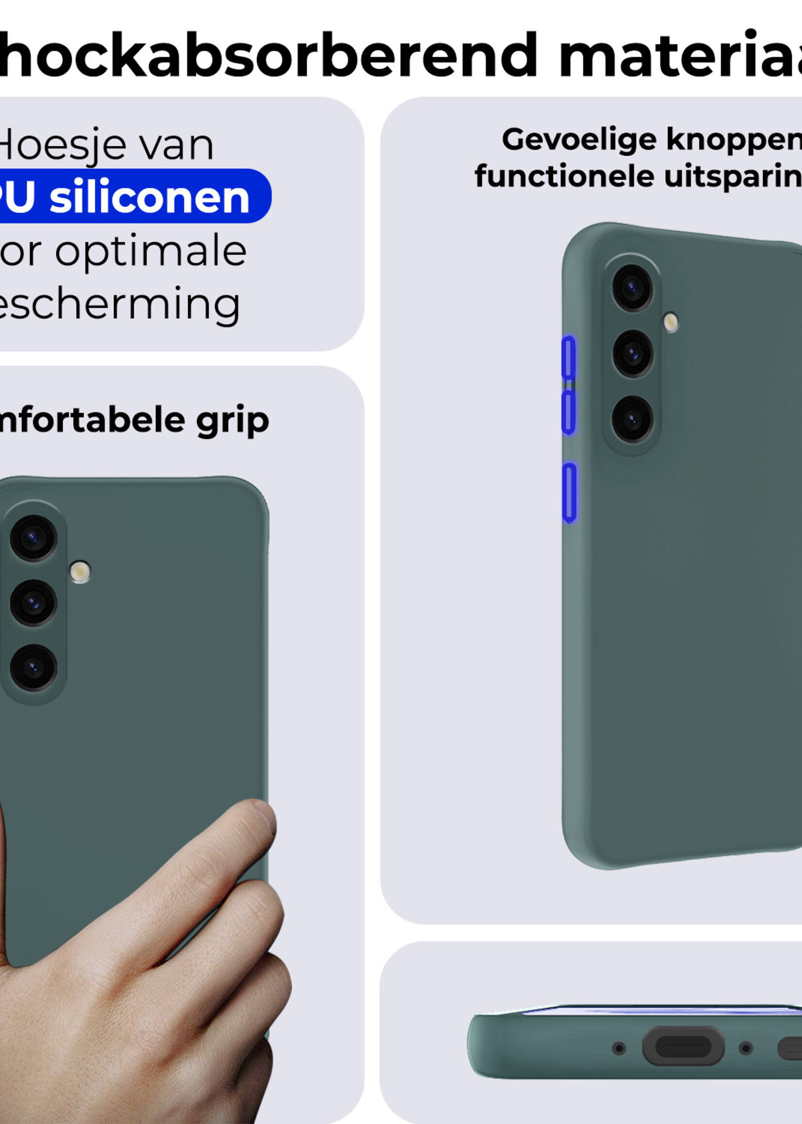 BTH Hoesje Geschikt voor Samsung A35 Hoesje Siliconen Case Hoes - Hoes Geschikt voor Samsung Galaxy A35 5G Hoes Cover Case - Donkergroen