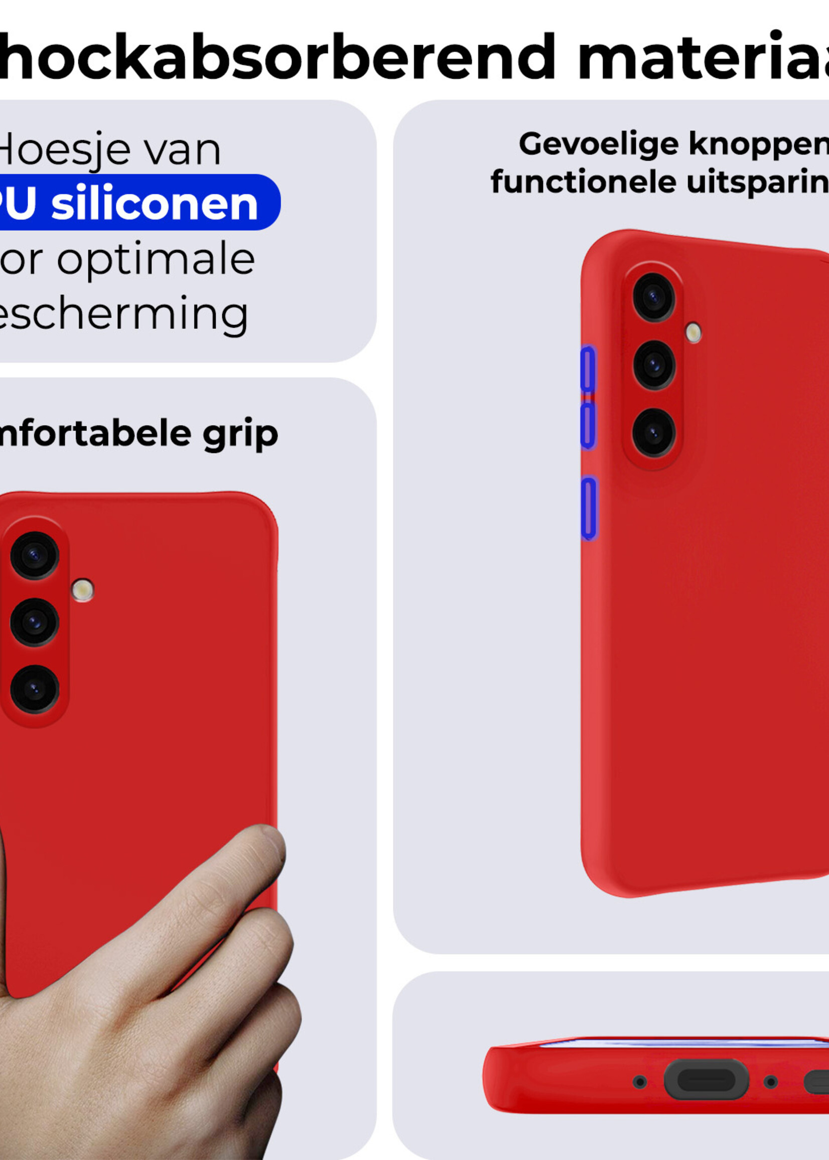 BTH Hoesje Geschikt voor Samsung A35 Hoesje Siliconen Case Hoes - Hoes Geschikt voor Samsung Galaxy A35 5G Hoes Cover Case - Rood
