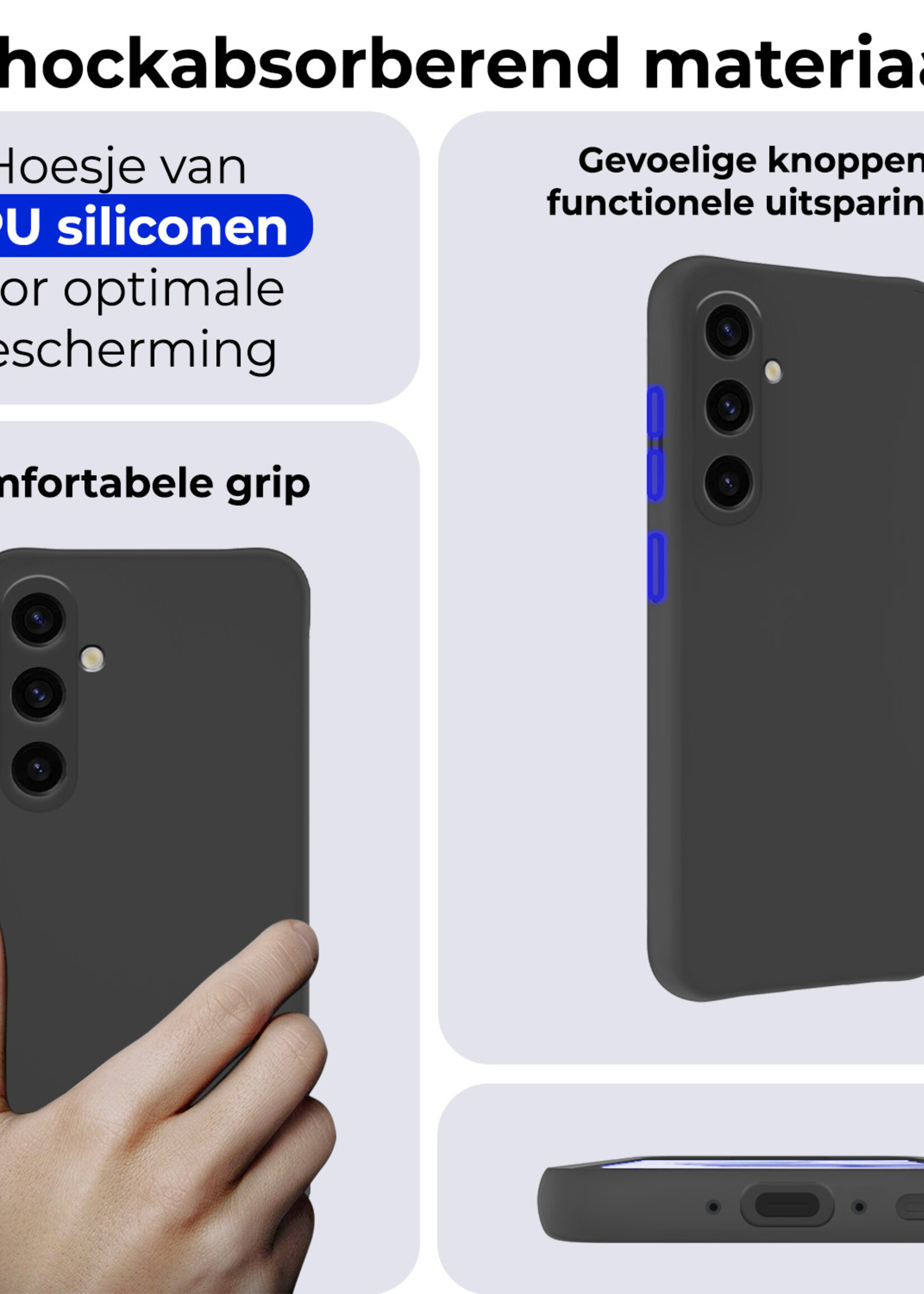 BTH Hoesje Geschikt voor Samsung A35 Hoesje Siliconen Case Hoes - Hoes Geschikt voor Samsung Galaxy A35 5G Hoes Cover Case - Zwart