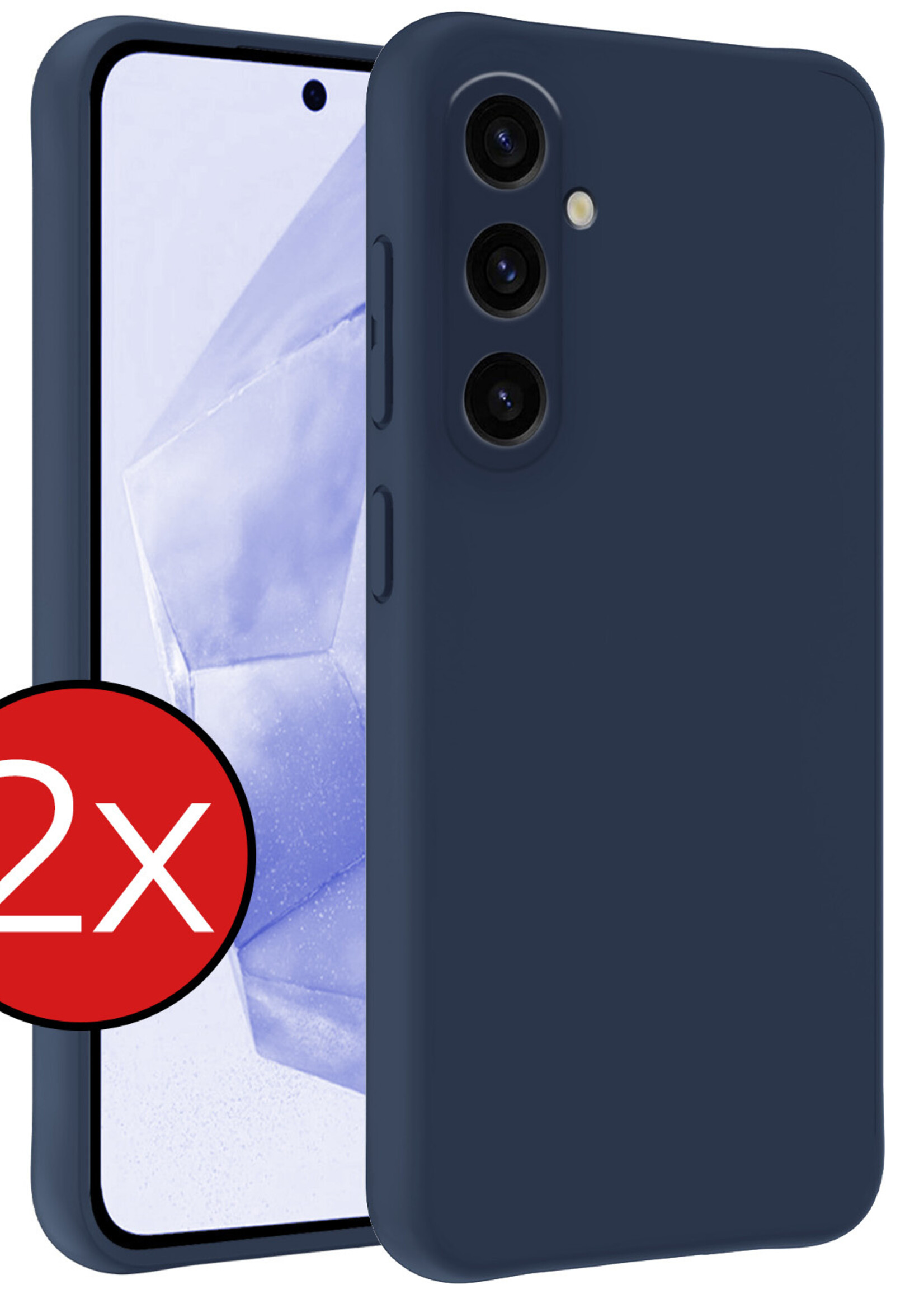 BTH Hoesje Geschikt voor Samsung A35 Hoesje Siliconen Case Hoes - Hoes Geschikt voor Samsung Galaxy A35 5G Hoes Cover Case - Donkerblauw - 2 PACK