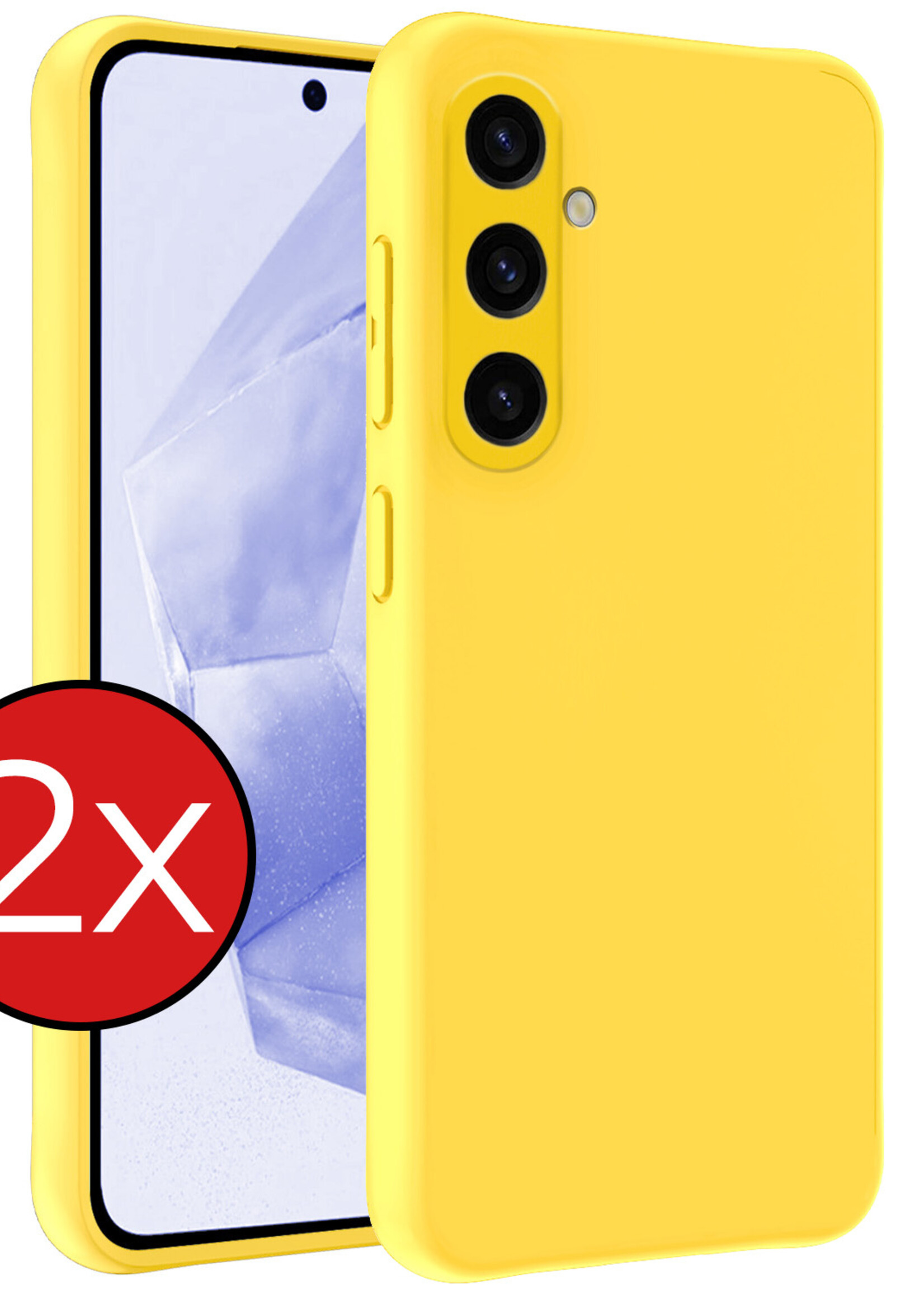 BTH Hoesje Geschikt voor Samsung A35 Hoesje Siliconen Case Hoes - Hoes Geschikt voor Samsung Galaxy A35 5G Hoes Cover Case - Geel - 2 PACK