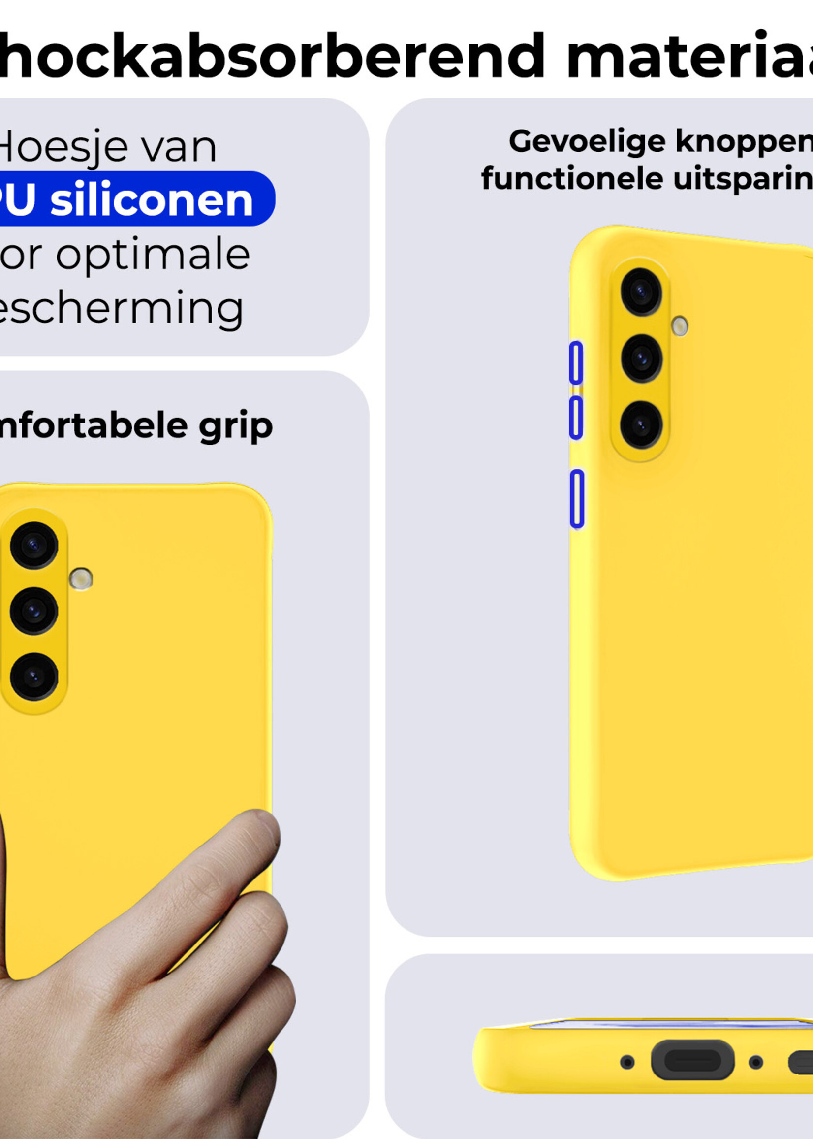 BTH Hoesje Geschikt voor Samsung A35 Hoesje Siliconen Case Hoes - Hoes Geschikt voor Samsung Galaxy A35 5G Hoes Cover Case - Geel - 2 PACK