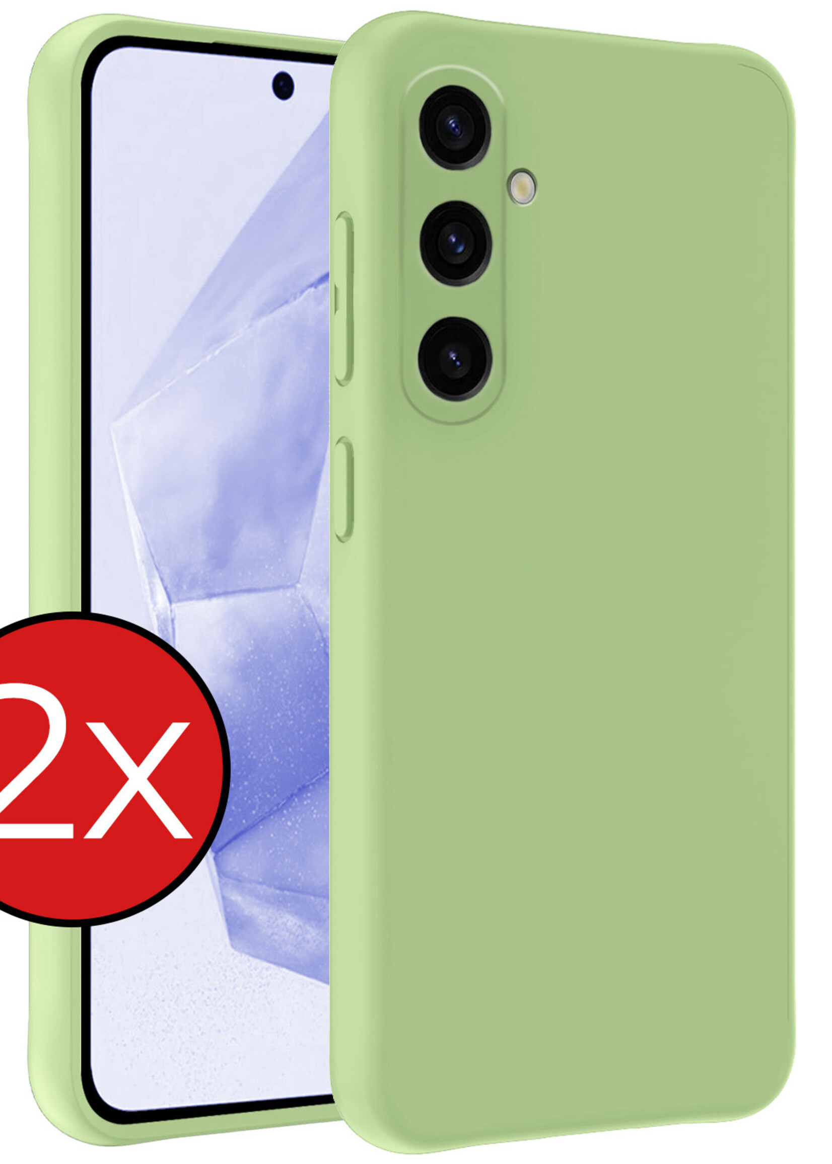 BTH Hoesje Geschikt voor Samsung A35 Hoesje Siliconen Case Hoes - Hoes Geschikt voor Samsung Galaxy A35 5G Hoes Cover Case - Groen - 2 PACK
