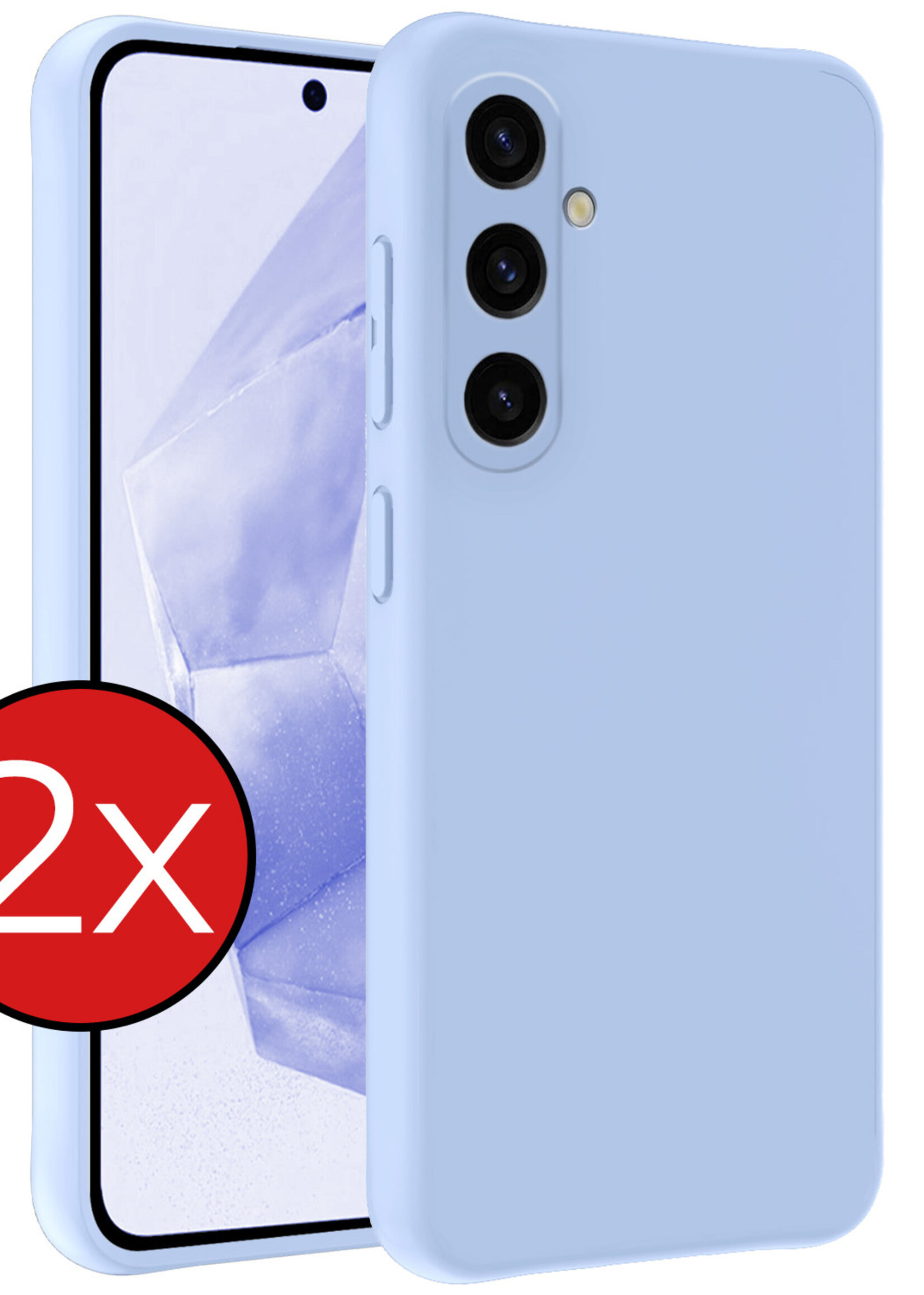 BTH Hoesje Geschikt voor Samsung A35 Hoesje Siliconen Case Hoes - Hoes Geschikt voor Samsung Galaxy A35 5G Hoes Cover Case - Lichtblauw - 2 PACK