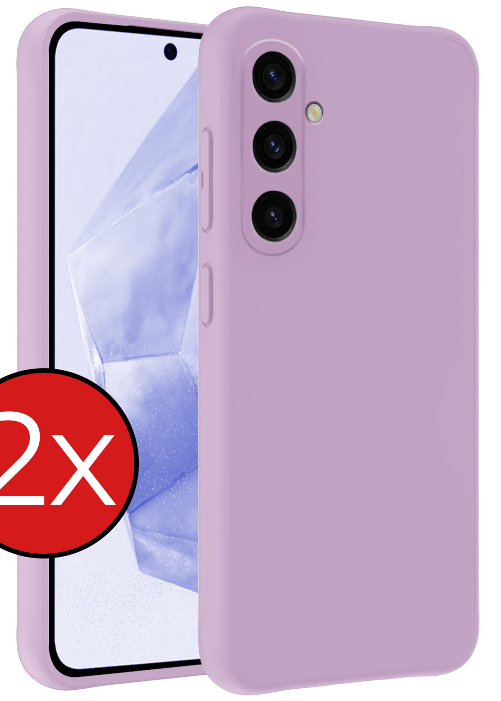 BTH Hoesje Geschikt voor Samsung A35 Hoesje Siliconen Case Hoes - Hoes Geschikt voor Samsung Galaxy A35 5G Hoes Cover Case - Lila - 2 PACK