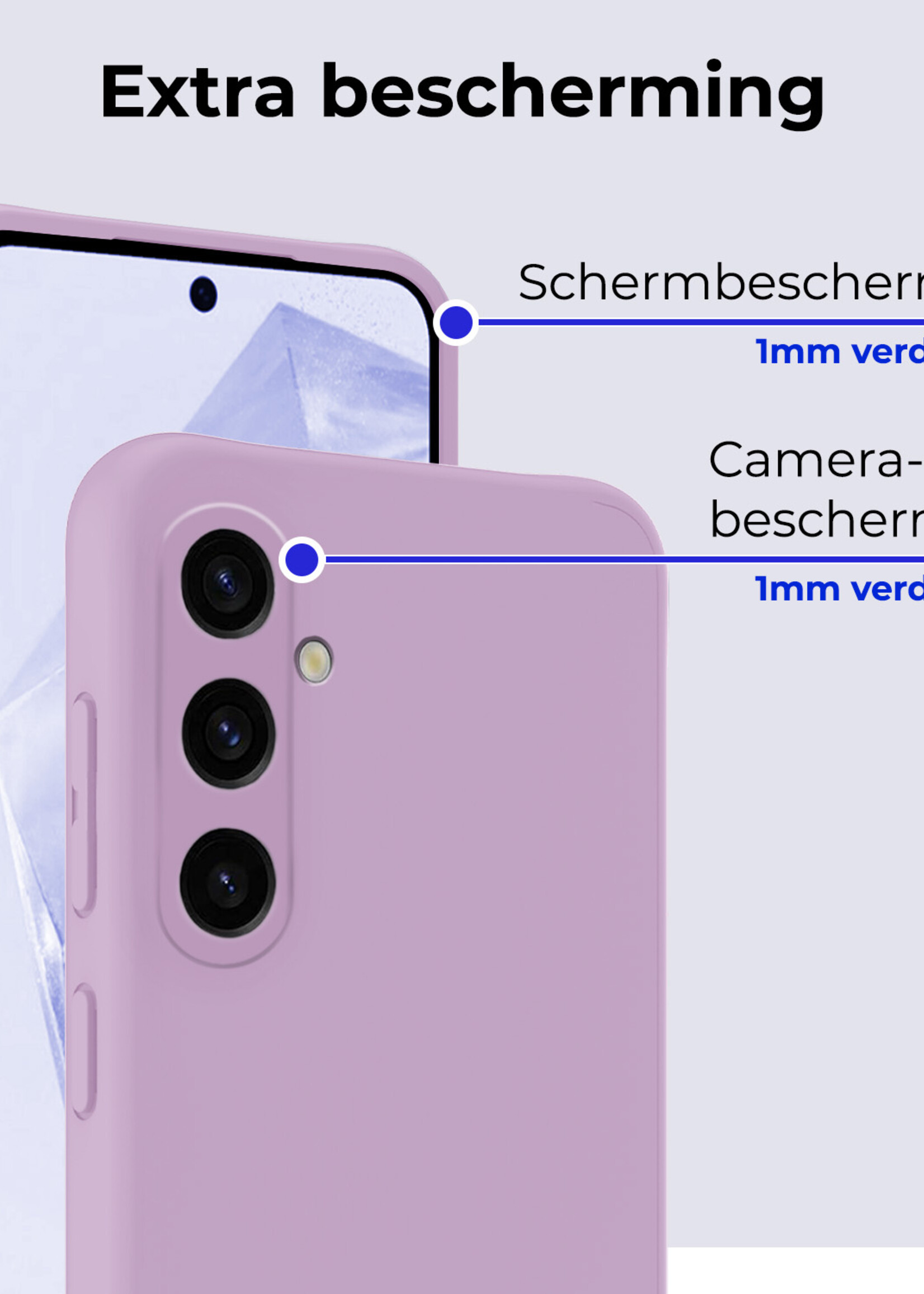 BTH Hoesje Geschikt voor Samsung A35 Hoesje Siliconen Case Hoes - Hoes Geschikt voor Samsung Galaxy A35 5G Hoes Cover Case - Lila - 2 PACK