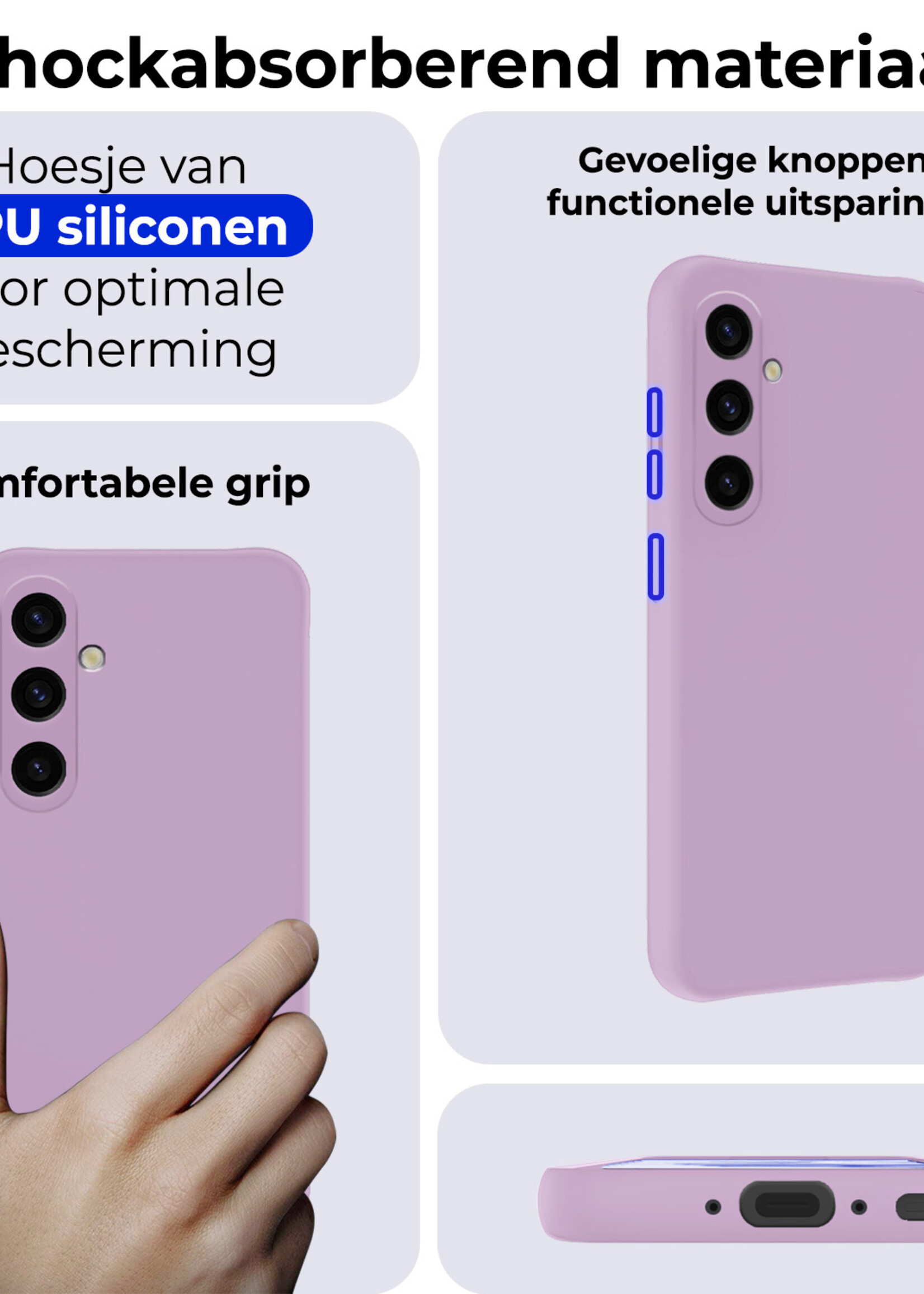 BTH Hoesje Geschikt voor Samsung A35 Hoesje Siliconen Case Hoes - Hoes Geschikt voor Samsung Galaxy A35 5G Hoes Cover Case - Lila - 2 PACK