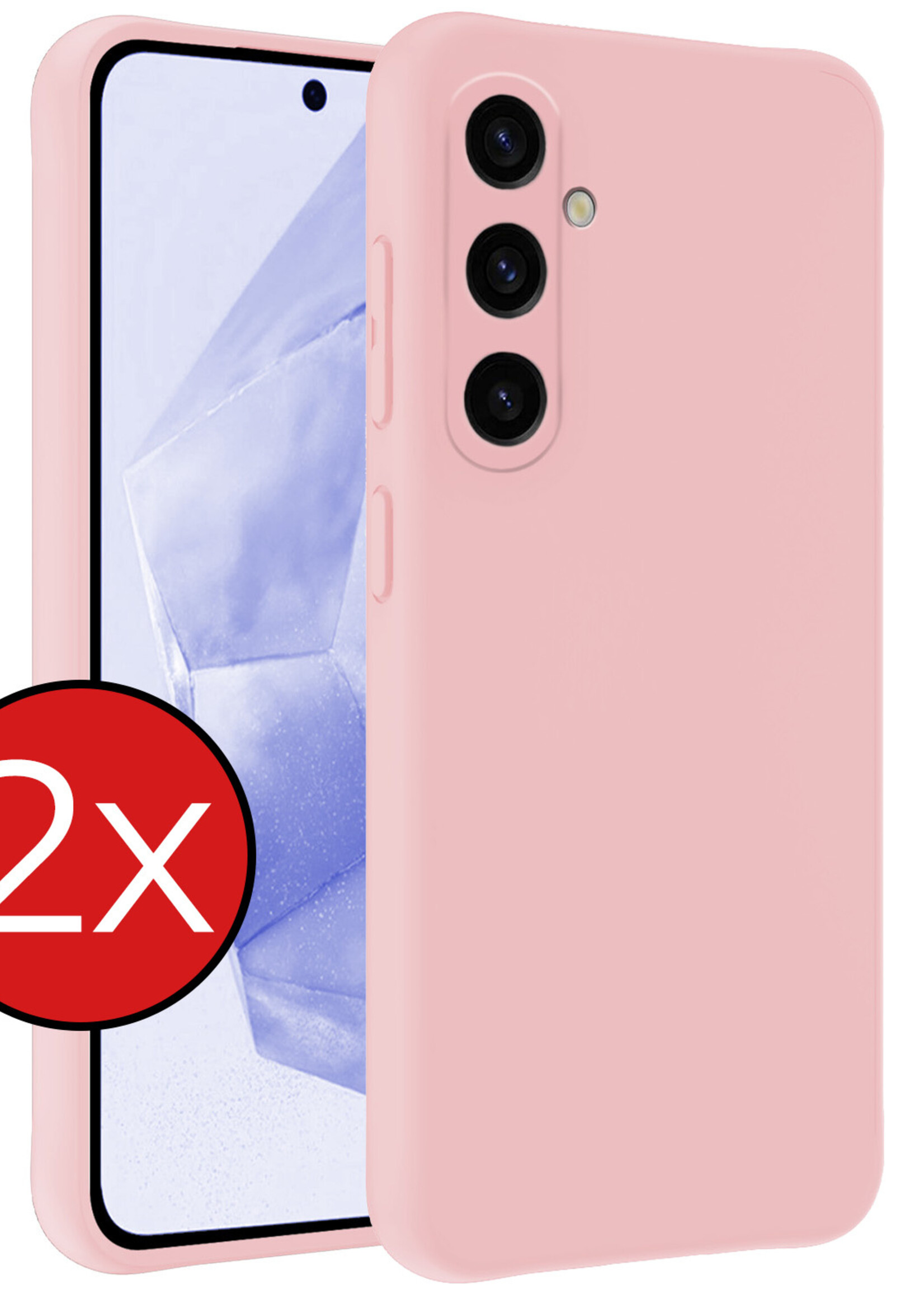 BTH Hoesje Geschikt voor Samsung A35 Hoesje Siliconen Case Hoes - Hoes Geschikt voor Samsung Galaxy A35 5G Hoes Cover Case - Lichtroze - 2 PACK