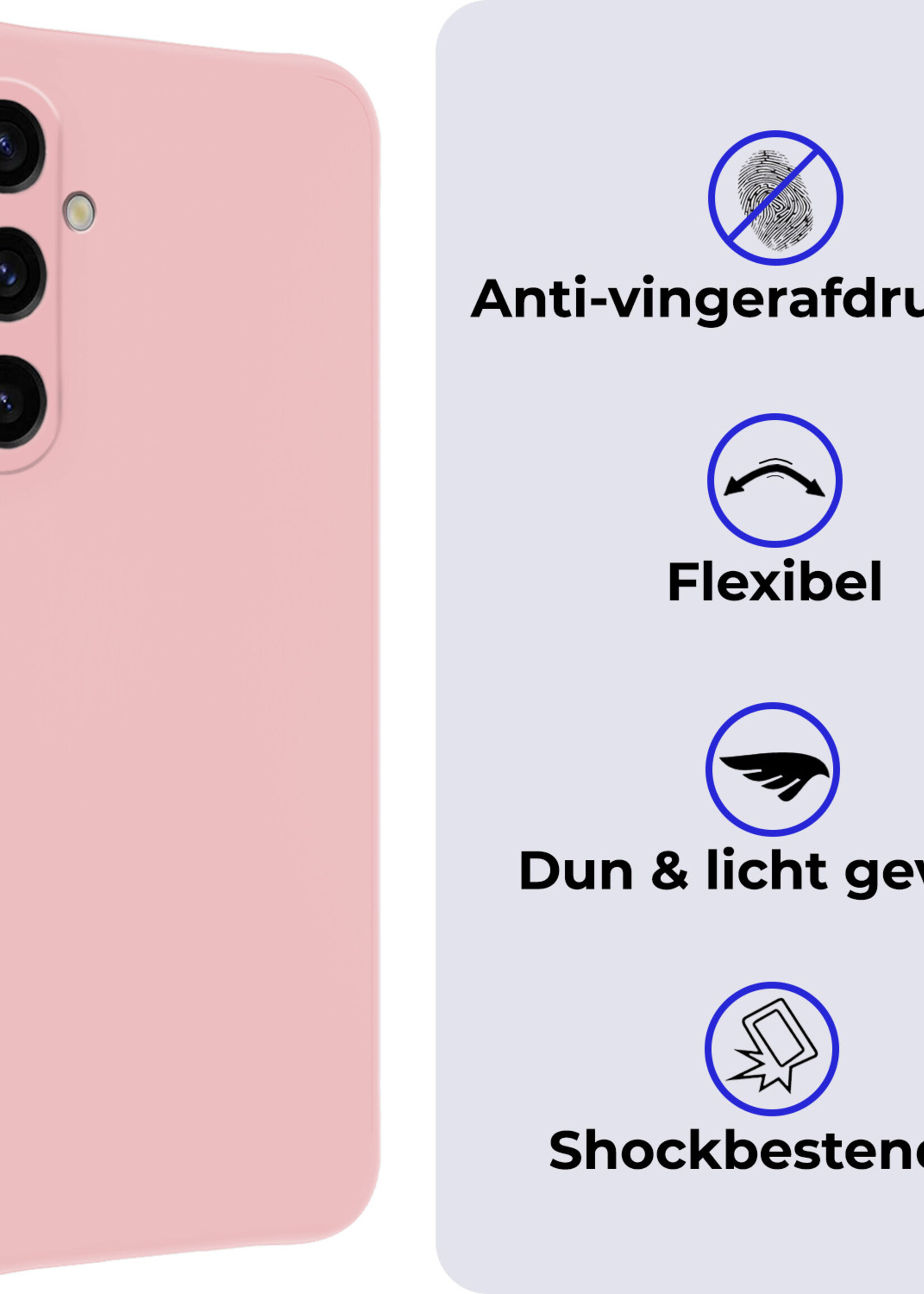 BTH Hoesje Geschikt voor Samsung A35 Hoesje Siliconen Case Hoes - Hoes Geschikt voor Samsung Galaxy A35 5G Hoes Cover Case - Lichtroze - 2 PACK