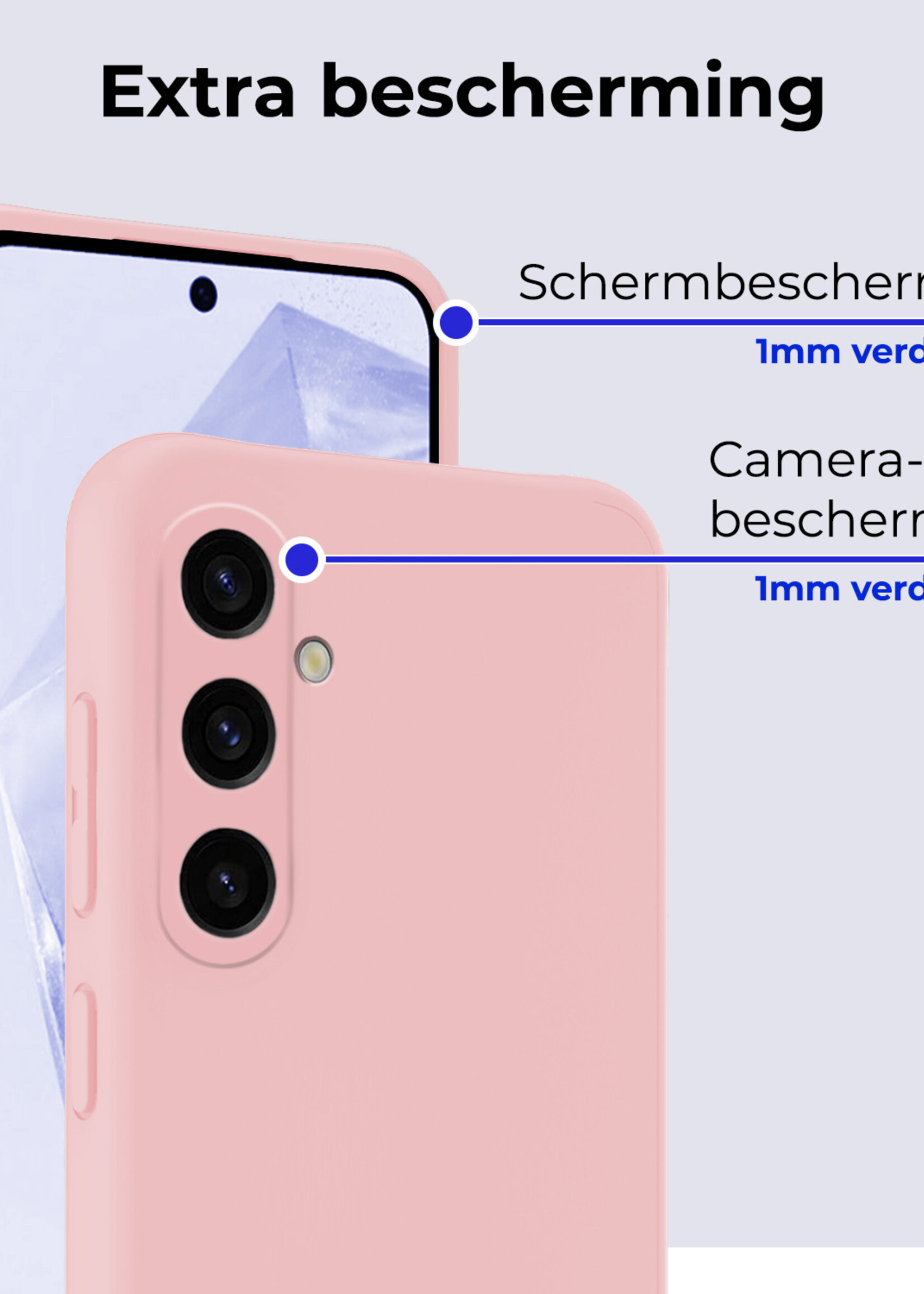 BTH Hoesje Geschikt voor Samsung A35 Hoesje Siliconen Case Hoes - Hoes Geschikt voor Samsung Galaxy A35 5G Hoes Cover Case - Lichtroze - 2 PACK