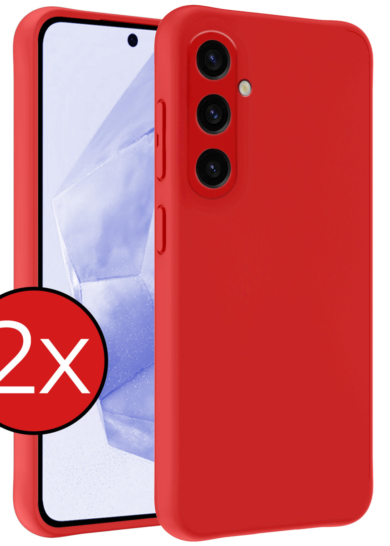 BTH Hoesje Geschikt voor Samsung A35 Hoesje Siliconen Case Hoes - Hoes Geschikt voor Samsung Galaxy A35 5G Hoes Cover Case - Rood - 2 PACK