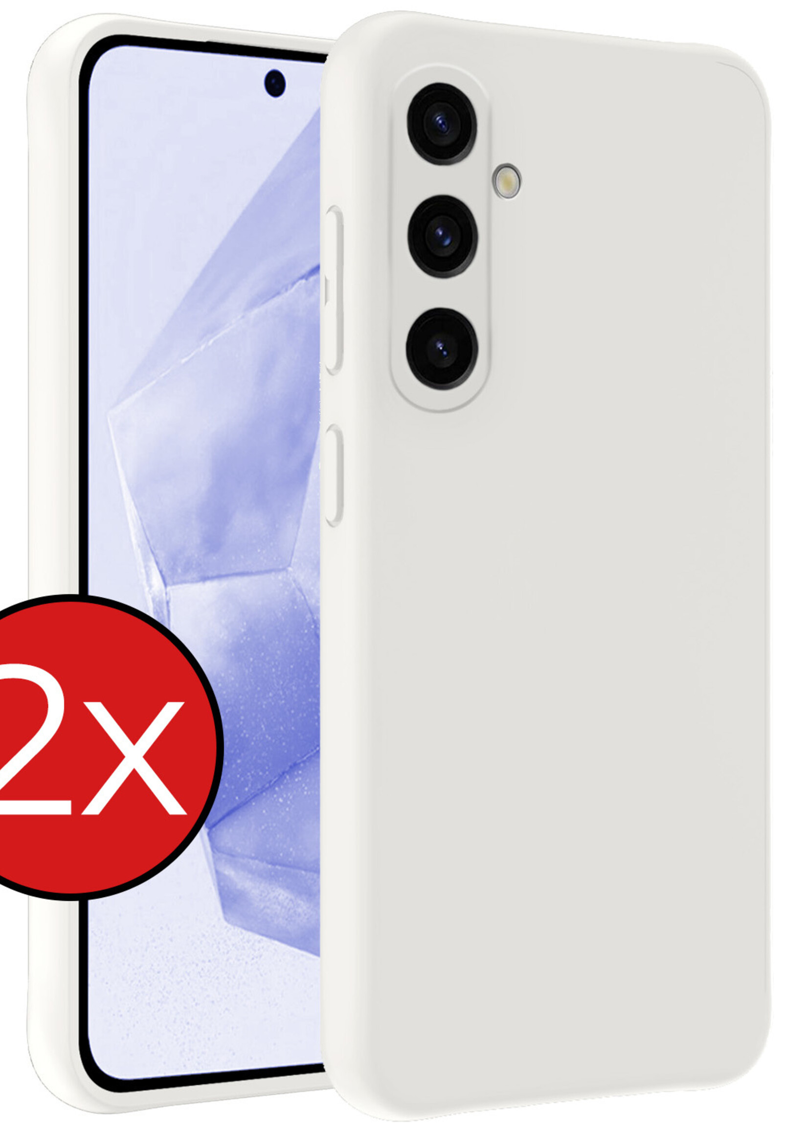 BTH Hoesje Geschikt voor Samsung A35 Hoesje Siliconen Case Hoes - Hoes Geschikt voor Samsung Galaxy A35 5G Hoes Cover Case - Wit - 2 PACK