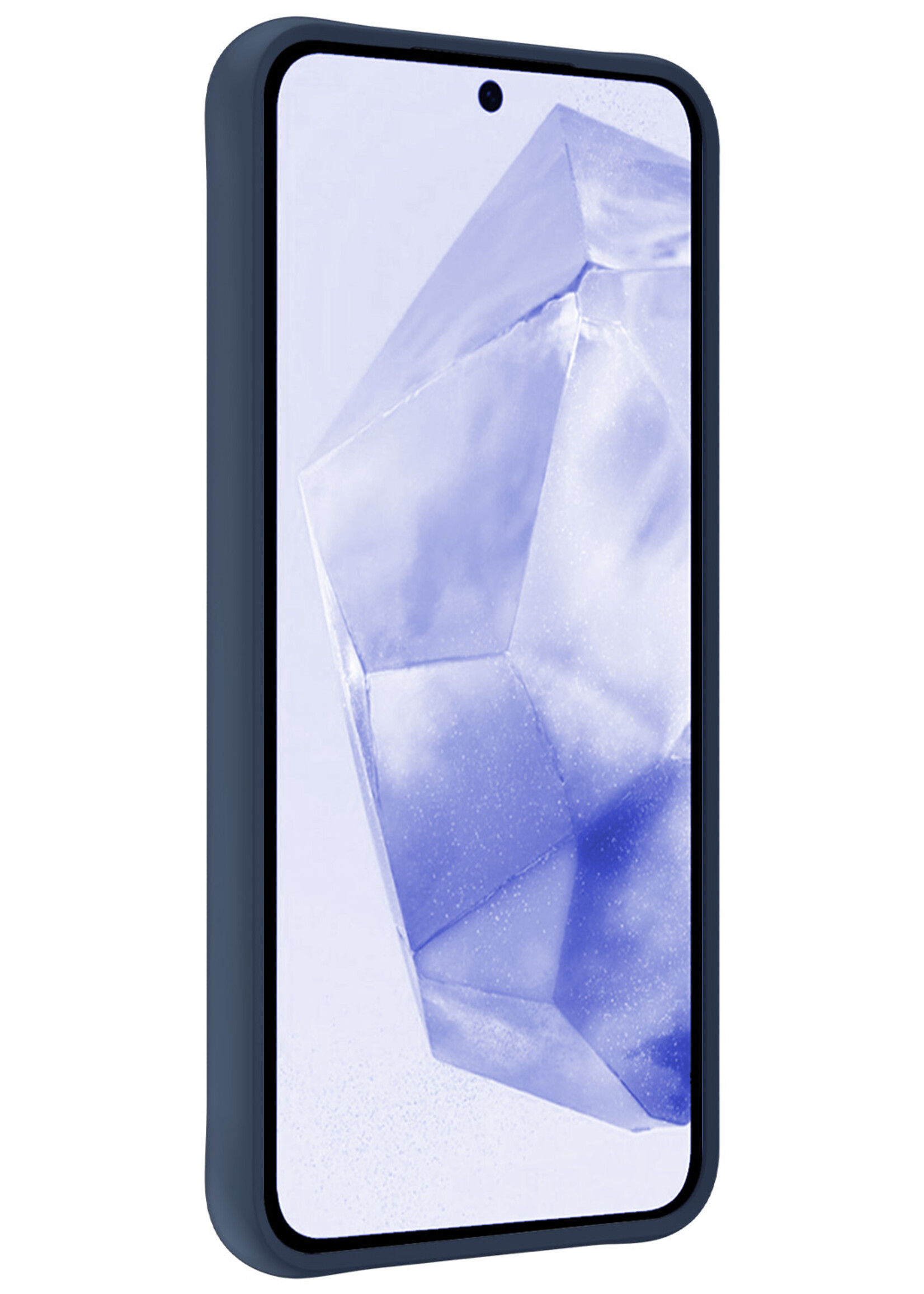 BTH Hoesje Geschikt voor Samsung A35 Hoesje Siliconen Case Hoes Met Screenprotector - Hoes Geschikt voor Samsung Galaxy A35 5G Hoes Cover Case - Donkerblauw