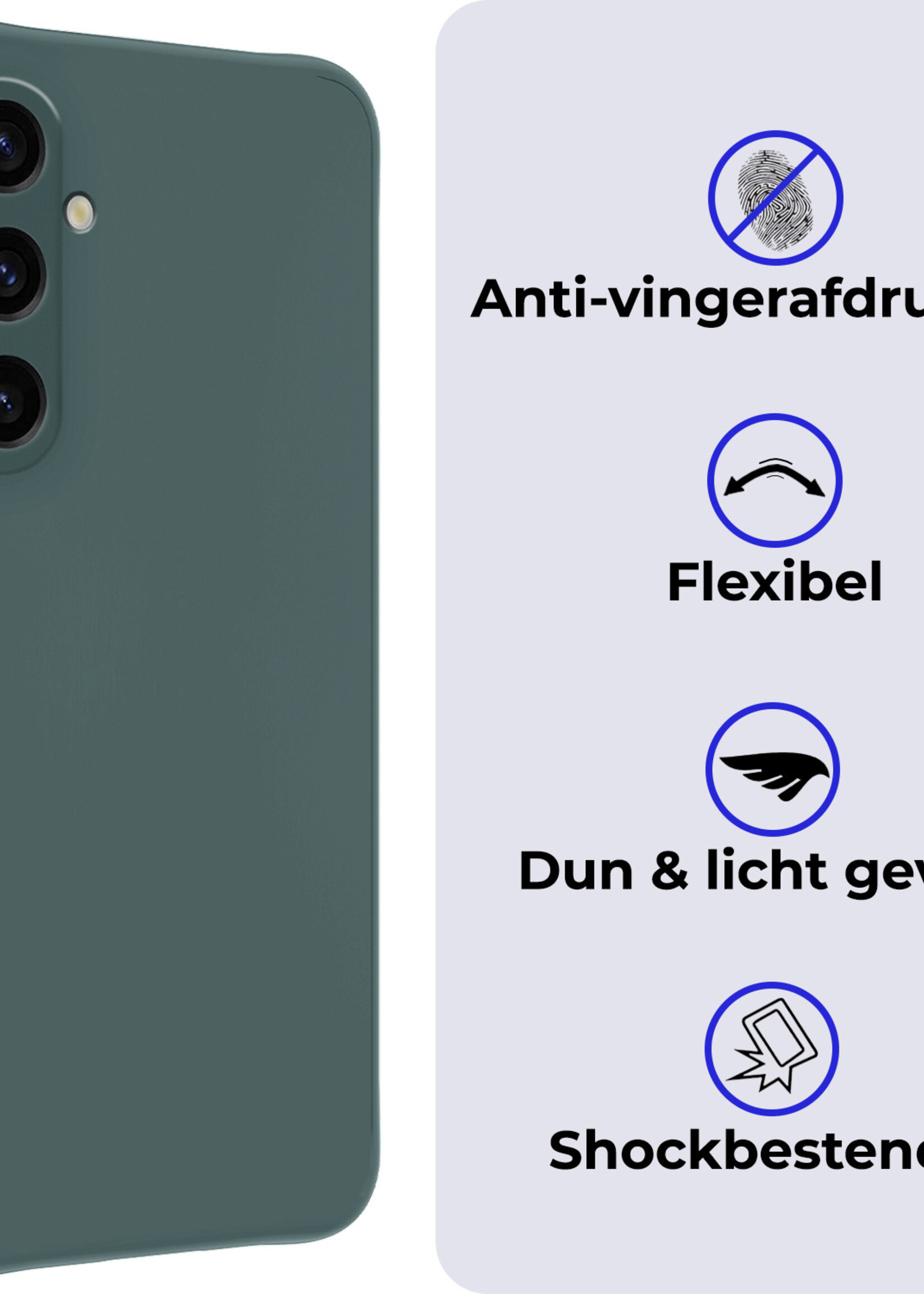 BTH Hoesje Geschikt voor Samsung A35 Hoesje Siliconen Case Hoes Met Screenprotector - Hoes Geschikt voor Samsung Galaxy A35 5G Hoes Cover Case - Donkergroen