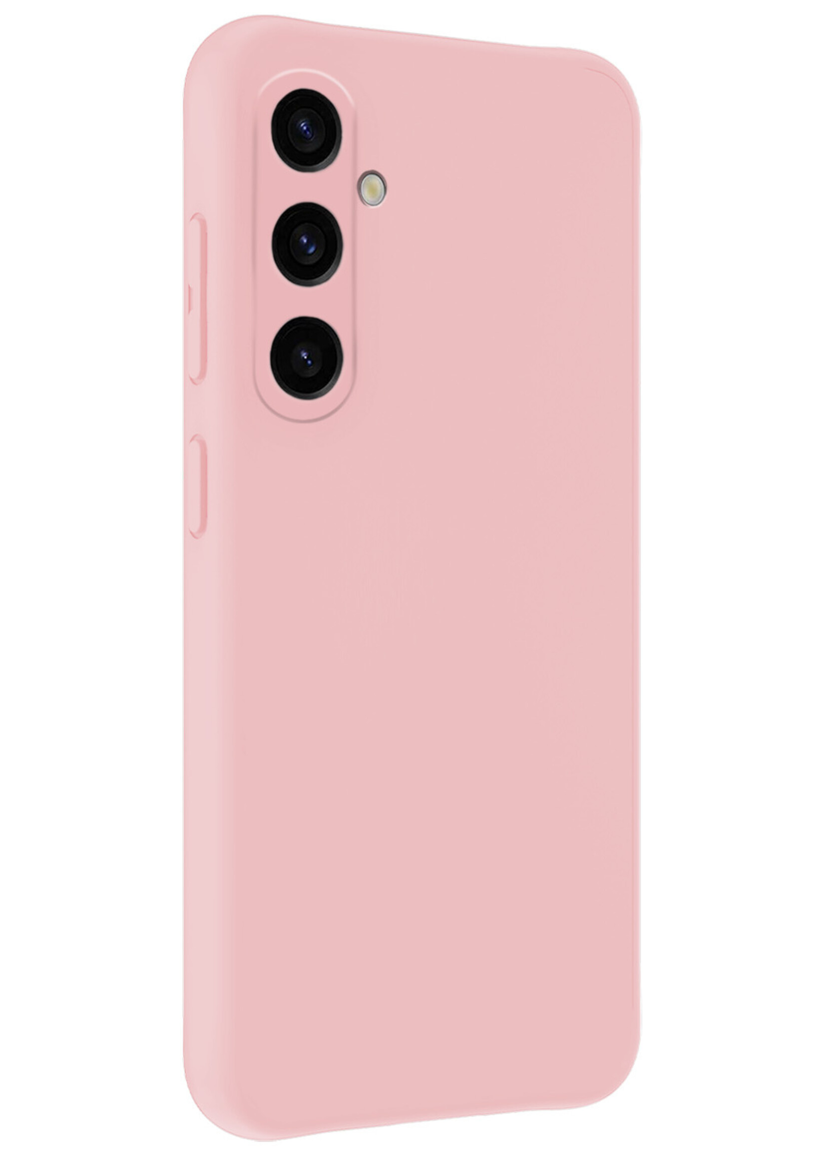 BTH Hoesje Geschikt voor Samsung A35 Hoesje Siliconen Case Hoes Met Screenprotector - Hoes Geschikt voor Samsung Galaxy A35 5G Hoes Cover Case - Lichtroze