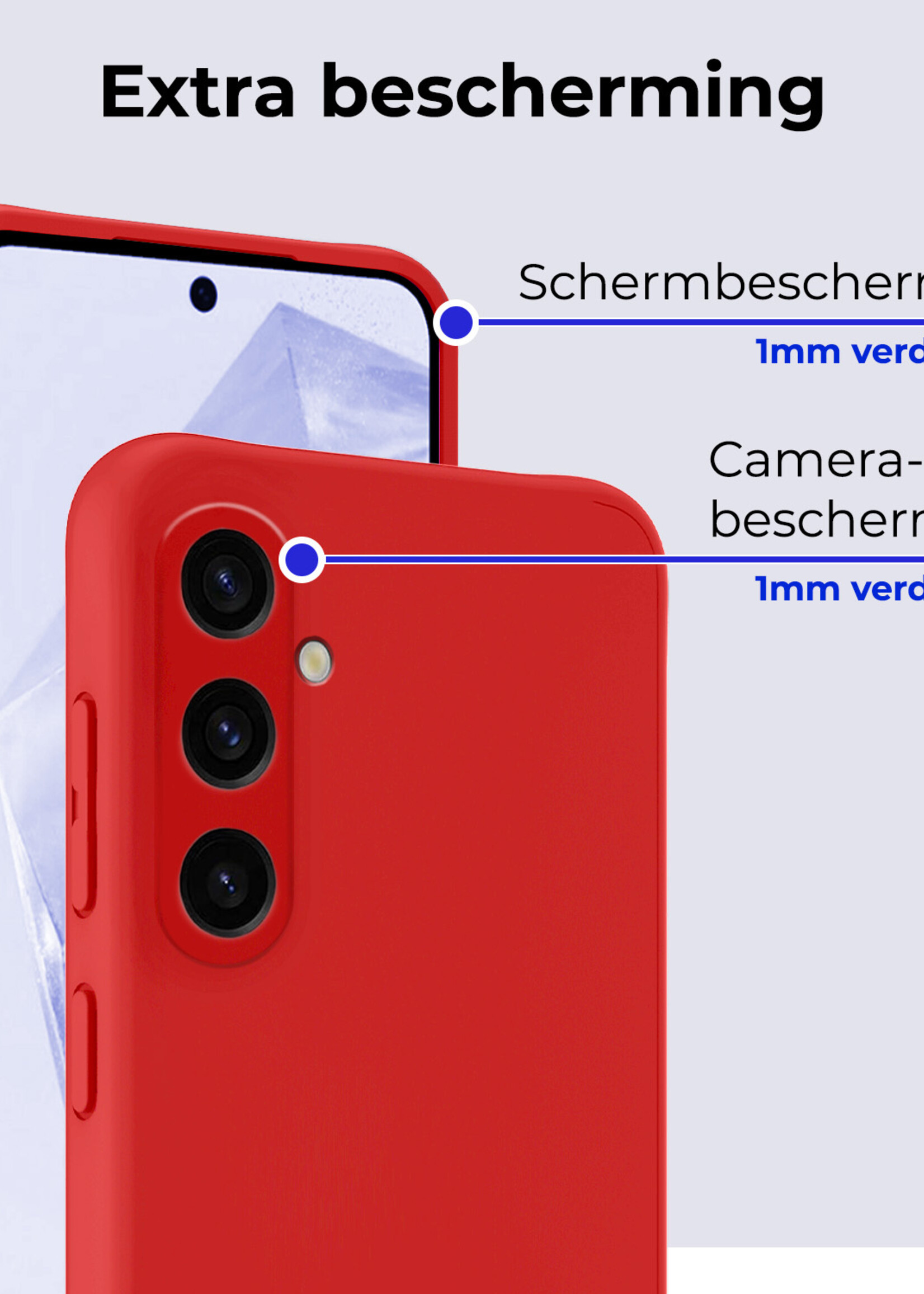 BTH Hoesje Geschikt voor Samsung A35 Hoesje Siliconen Case Hoes Met Screenprotector - Hoes Geschikt voor Samsung Galaxy A35 5G Hoes Cover Case - Rood
