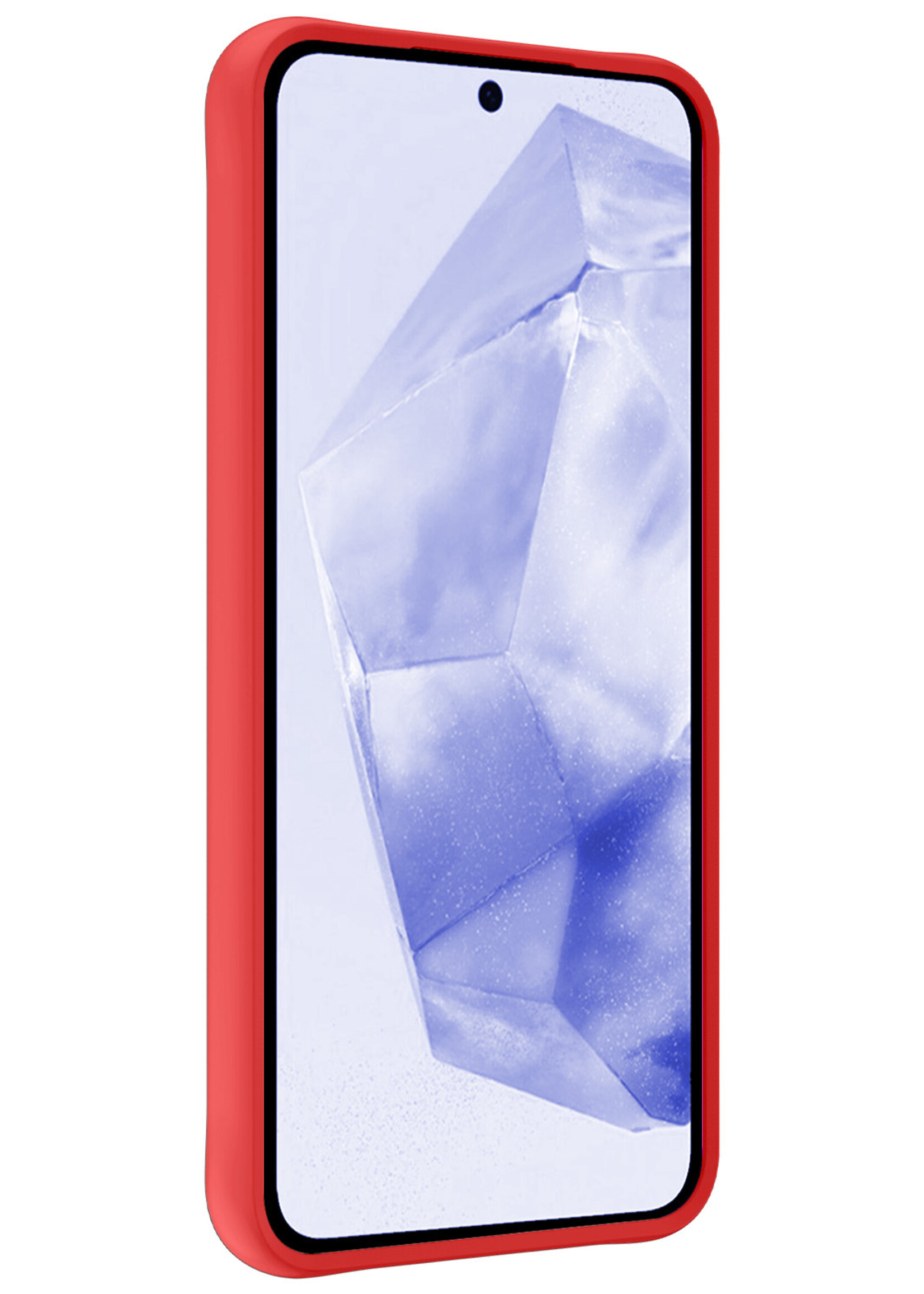 BTH Hoesje Geschikt voor Samsung A35 Hoesje Siliconen Case Hoes Met Screenprotector - Hoes Geschikt voor Samsung Galaxy A35 5G Hoes Cover Case - Rood