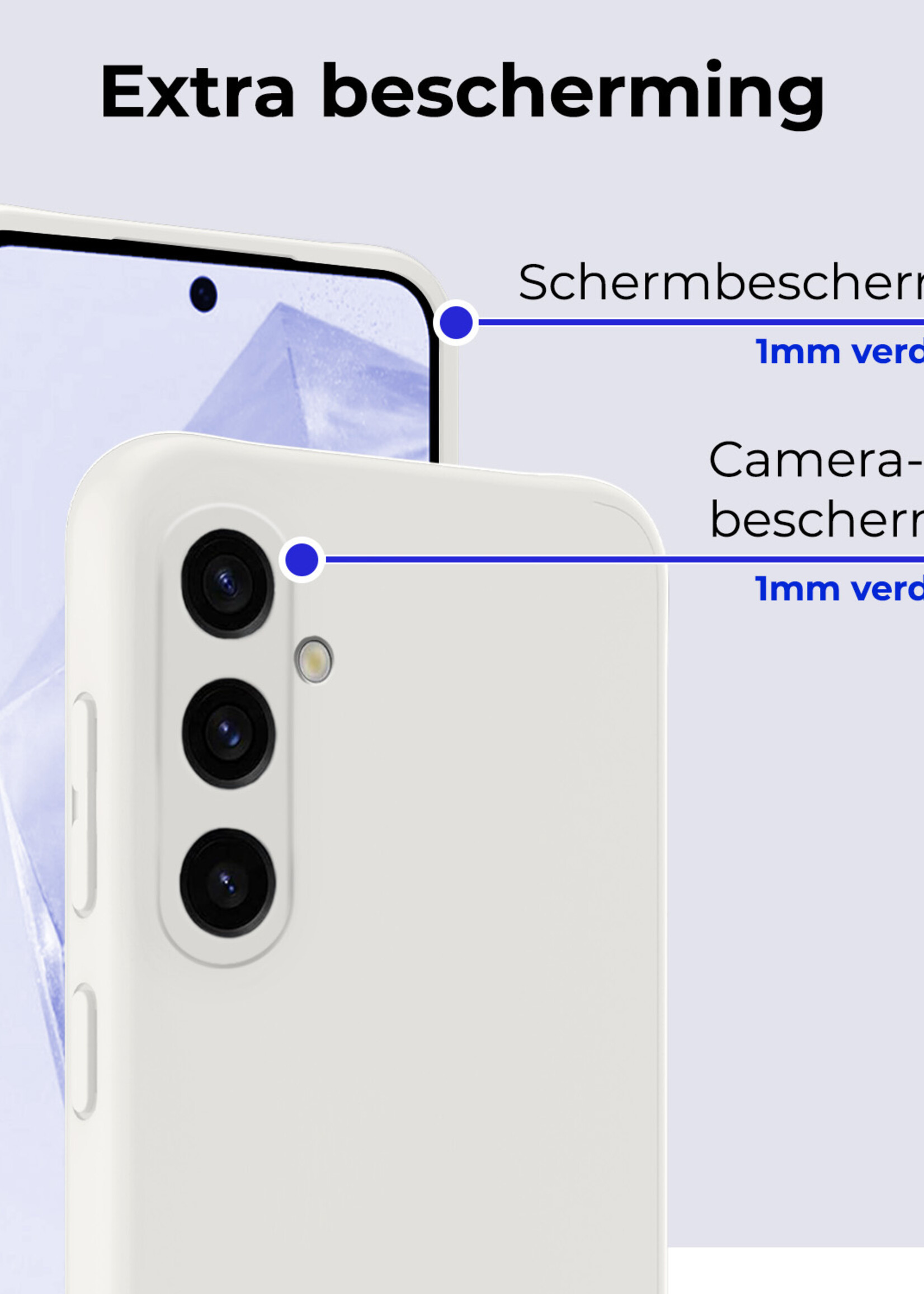 BTH Hoesje Geschikt voor Samsung A35 Hoesje Siliconen Case Hoes Met Screenprotector - Hoes Geschikt voor Samsung Galaxy A35 5G Hoes Cover Case - Wit