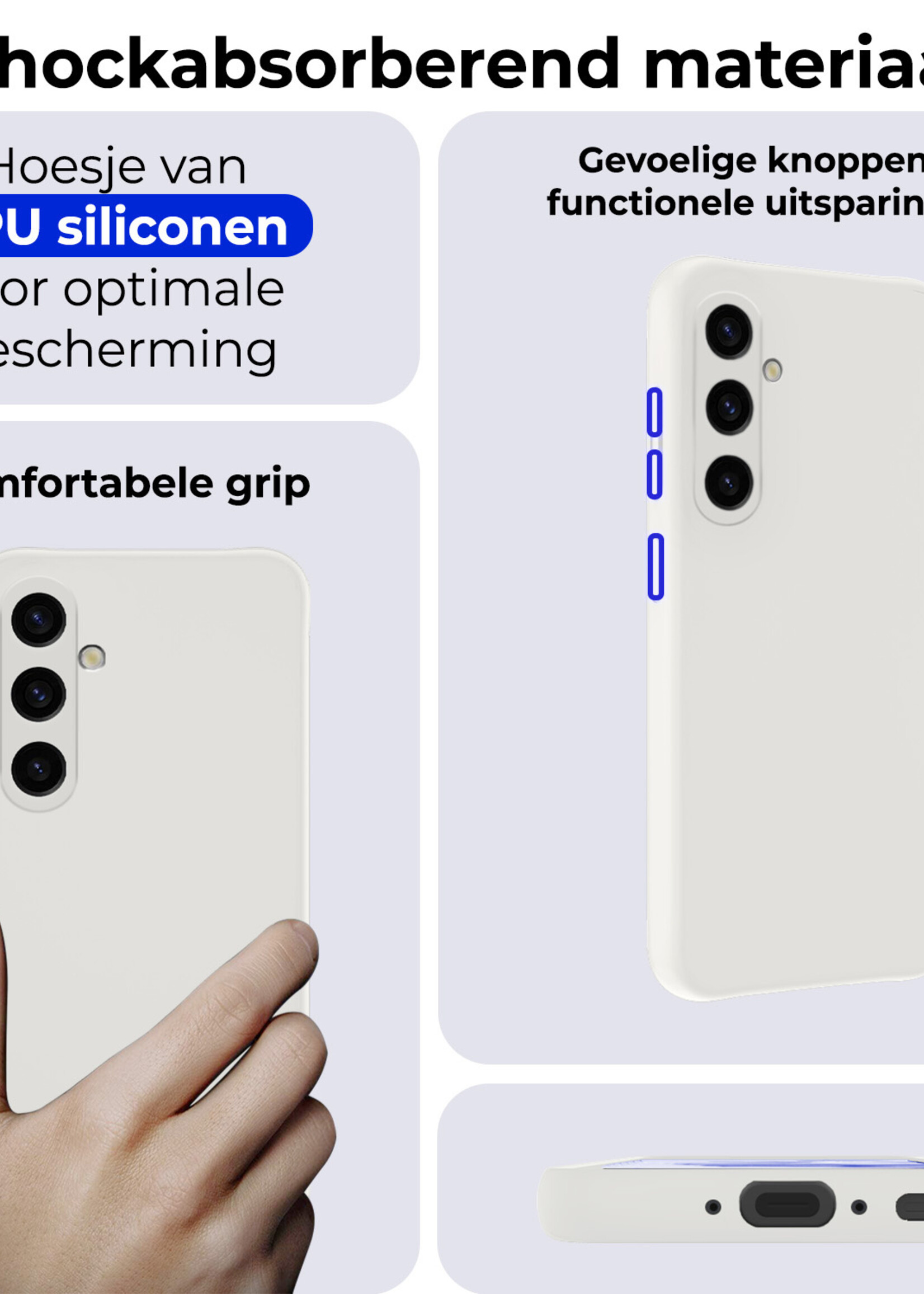 BTH Hoesje Geschikt voor Samsung A35 Hoesje Siliconen Case Hoes Met Screenprotector - Hoes Geschikt voor Samsung Galaxy A35 5G Hoes Cover Case - Wit