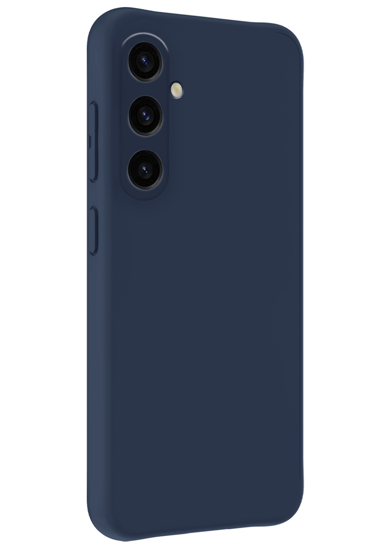 BTH Hoesje Geschikt voor Samsung A35 Hoesje Siliconen Case Hoes Met 2x Screenprotector - Hoes Geschikt voor Samsung Galaxy A35 5G Hoes Cover Case - Donkerblauw