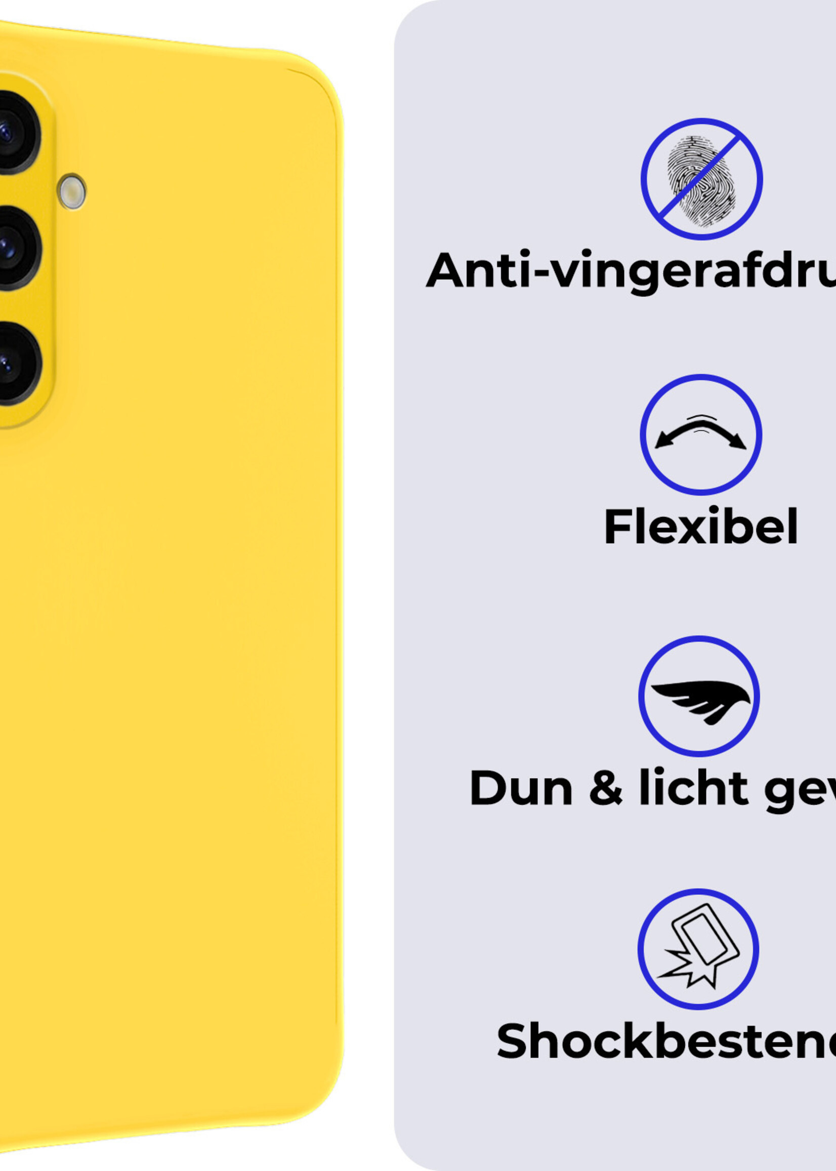 BTH Hoesje Geschikt voor Samsung A35 Hoesje Siliconen Case Hoes Met 2x Screenprotector - Hoes Geschikt voor Samsung Galaxy A35 5G Hoes Cover Case - Geel