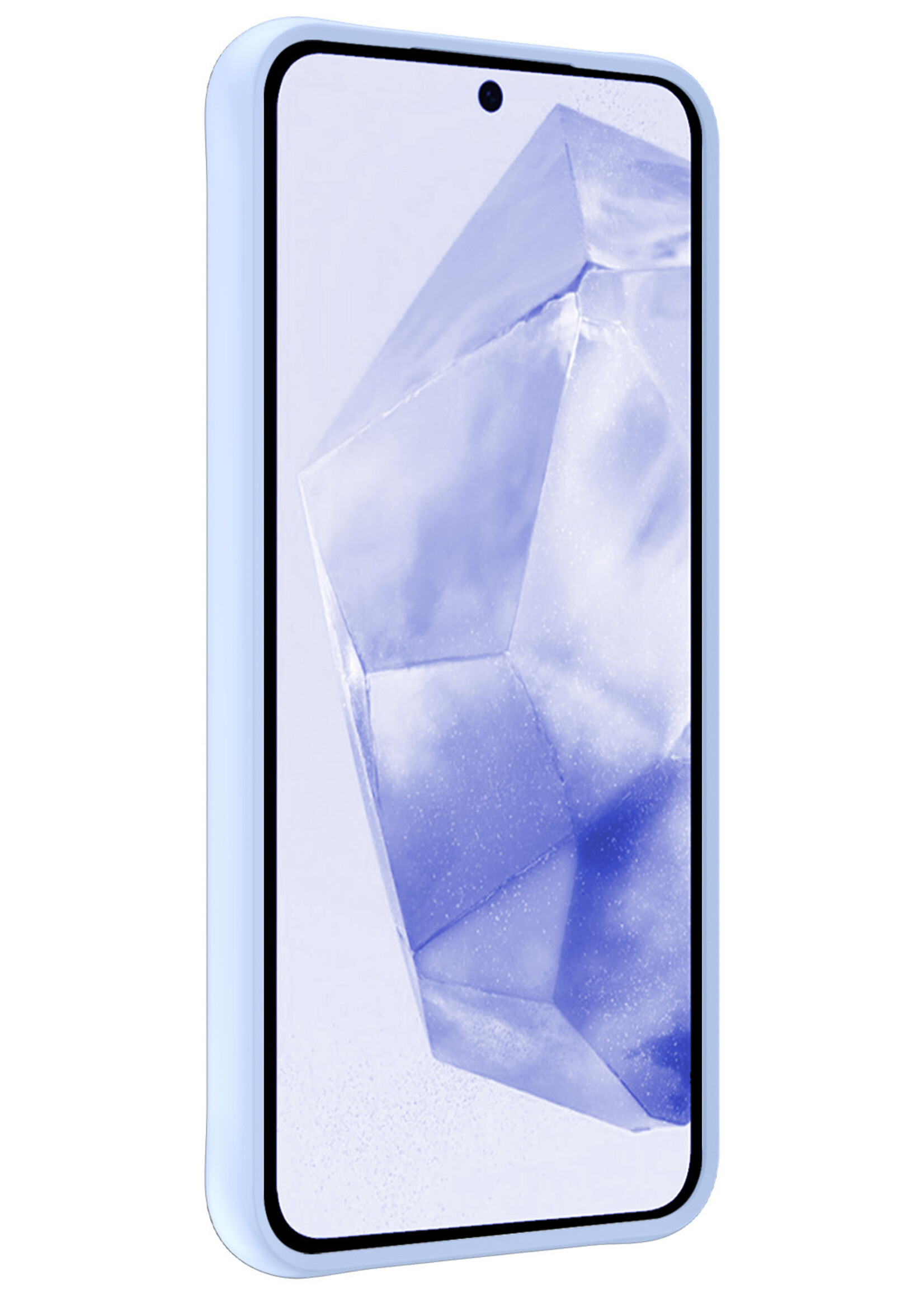 BTH Hoesje Geschikt voor Samsung A35 Hoesje Siliconen Case Hoes Met 2x Screenprotector - Hoes Geschikt voor Samsung Galaxy A35 5G Hoes Cover Case - Lichtblauw