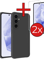 BTH BTH Samsung Galaxy A35 Hoesje Siliconen Met 2x Screenprotector - Zwart