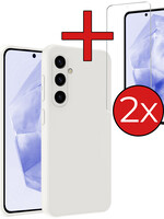 BTH BTH Samsung Galaxy A35 Hoesje Siliconen Met 2x Screenprotector - Wit