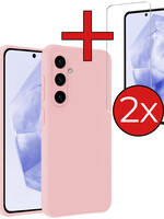 BTH BTH Samsung Galaxy A35 Hoesje Siliconen Met 2x Screenprotector - Lichtroze
