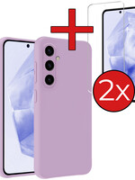 BTH BTH Samsung Galaxy A35 Hoesje Siliconen Met 2x Screenprotector - Lila