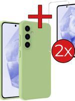 BTH BTH Samsung Galaxy A35 Hoesje Siliconen Met 2x Screenprotector - Groen