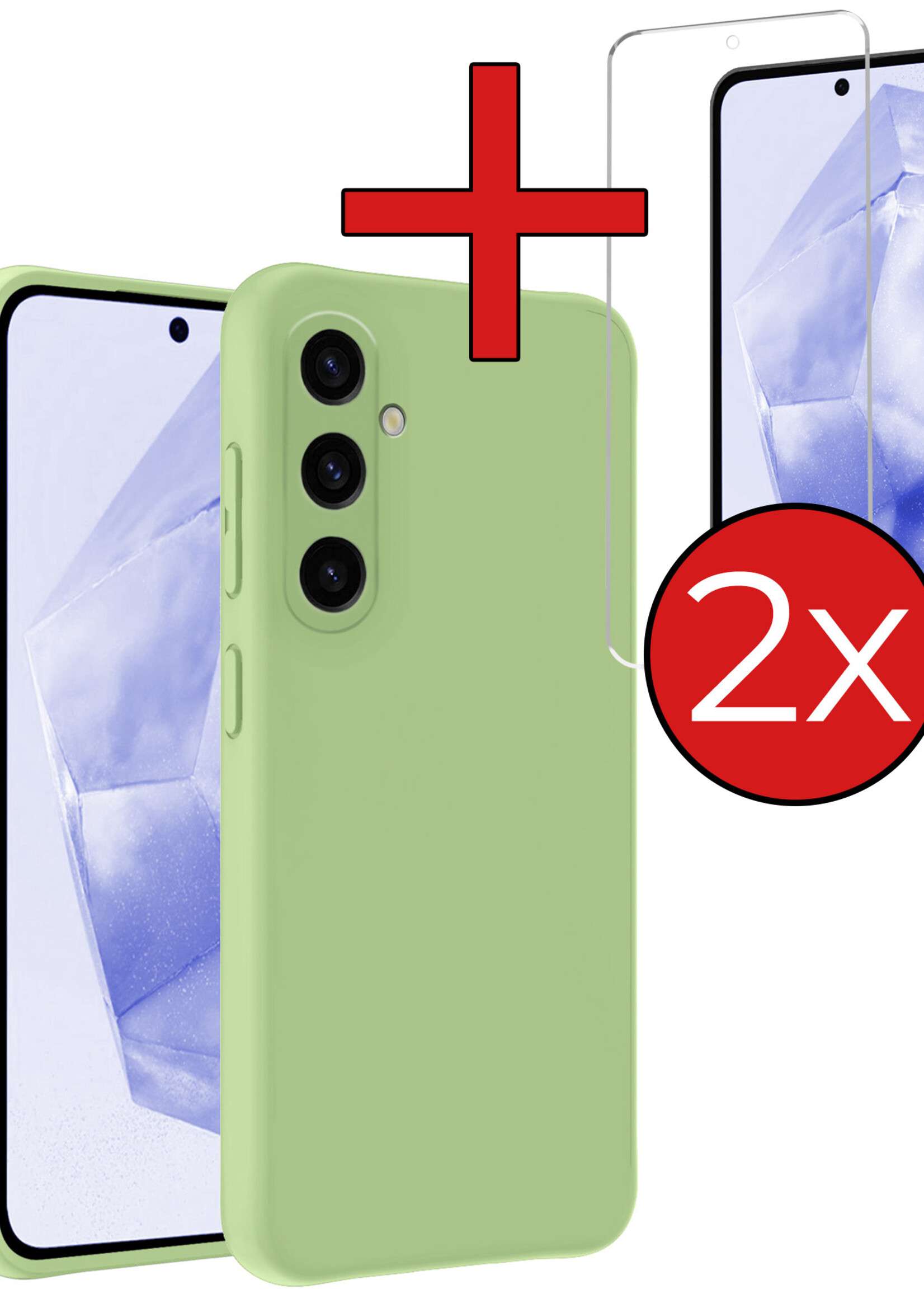BTH Hoesje Geschikt voor Samsung A35 Hoesje Siliconen Case Hoes Met 2x Screenprotector - Hoes Geschikt voor Samsung Galaxy A35 5G Hoes Cover Case - Groen