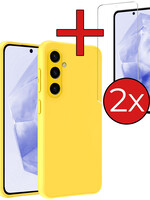 BTH BTH Samsung Galaxy A35 Hoesje Siliconen Met 2x Screenprotector - Geel