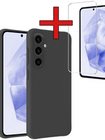 BTH BTH Samsung Galaxy A35 Hoesje Siliconen Met Screenprotector - Zwart