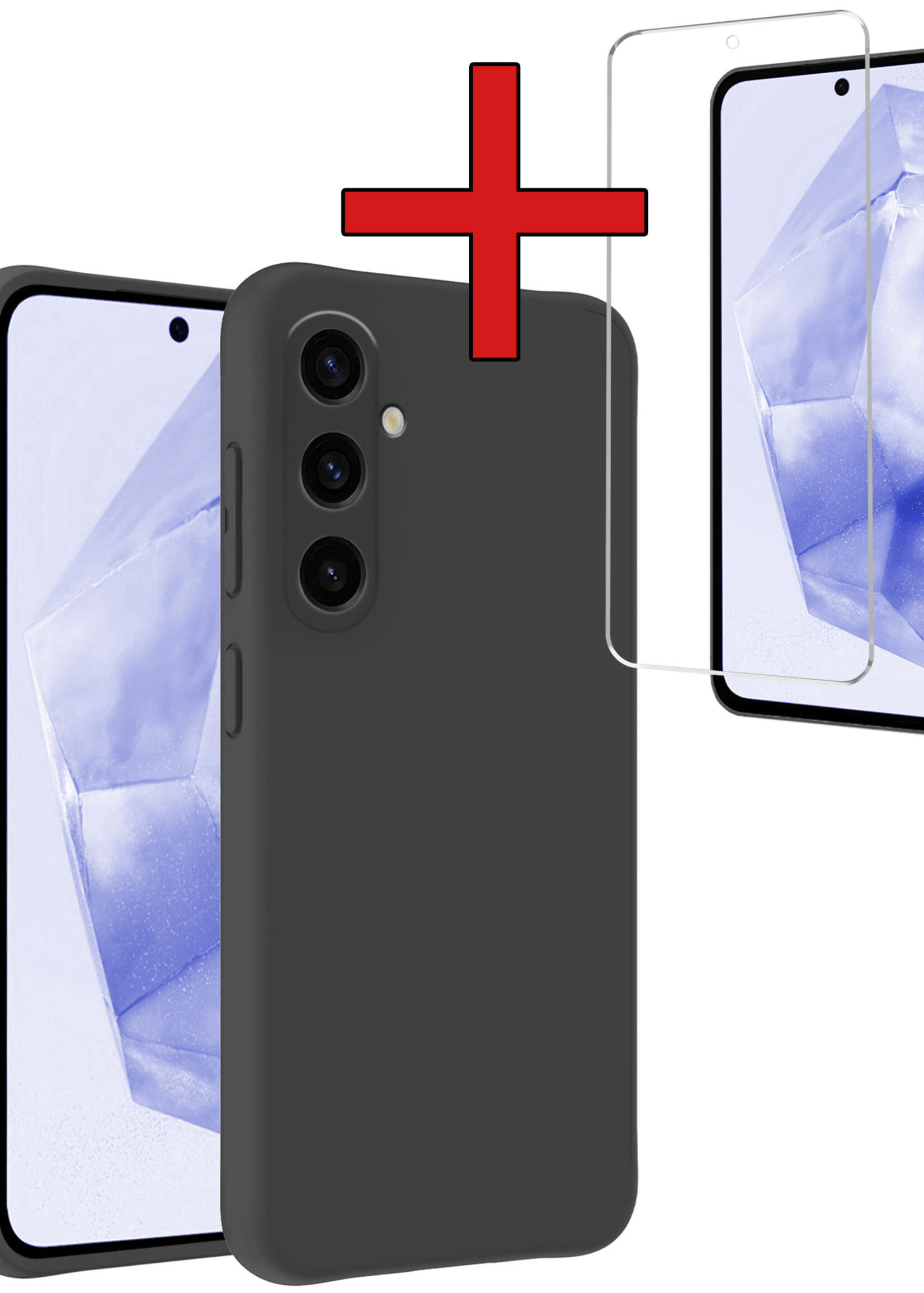 BTH Hoesje Geschikt voor Samsung A35 Hoesje Siliconen Case Hoes Met Screenprotector - Hoes Geschikt voor Samsung Galaxy A35 5G Hoes Cover Case - Zwart