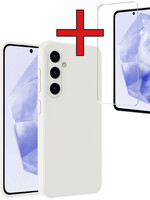 BTH BTH Samsung Galaxy A35 Hoesje Siliconen Met Screenprotector - Wit