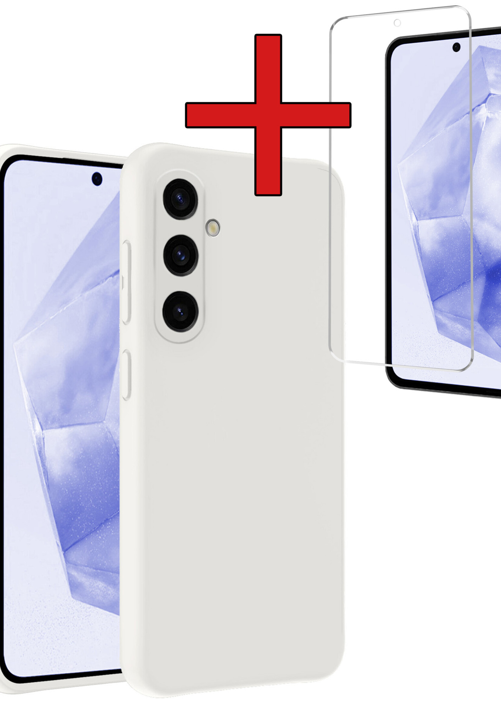 BTH Hoesje Geschikt voor Samsung A35 Hoesje Siliconen Case Hoes Met Screenprotector - Hoes Geschikt voor Samsung Galaxy A35 5G Hoes Cover Case - Wit