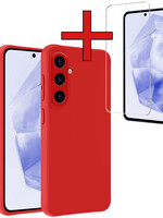 BTH BTH Samsung Galaxy A35 Hoesje Siliconen Met Screenprotector - Rood