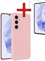 BTH BTH Samsung Galaxy A35 Hoesje Siliconen Met Screenprotector - Lichtroze