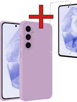 BTH BTH Samsung Galaxy A35 Hoesje Siliconen Met Screenprotector - Lila