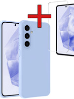 BTH BTH Samsung Galaxy A35 Hoesje Siliconen Met Screenprotector - Lichtblauw