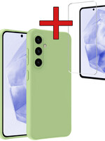 BTH BTH Samsung Galaxy A35 Hoesje Siliconen Met Screenprotector - Groen