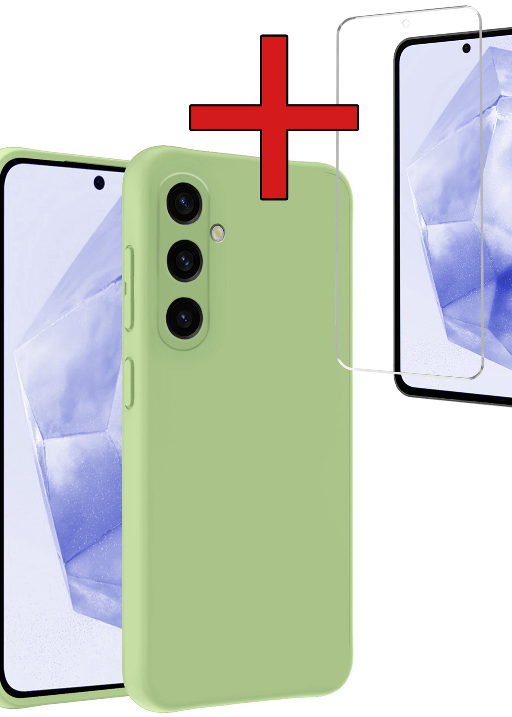 BTH Hoesje Geschikt voor Samsung A35 Hoesje Siliconen Case Hoes Met Screenprotector - Hoes Geschikt voor Samsung Galaxy A35 5G Hoes Cover Case - Groen