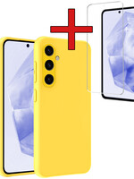 BTH BTH Samsung Galaxy A35 Hoesje Siliconen Met Screenprotector - Geel